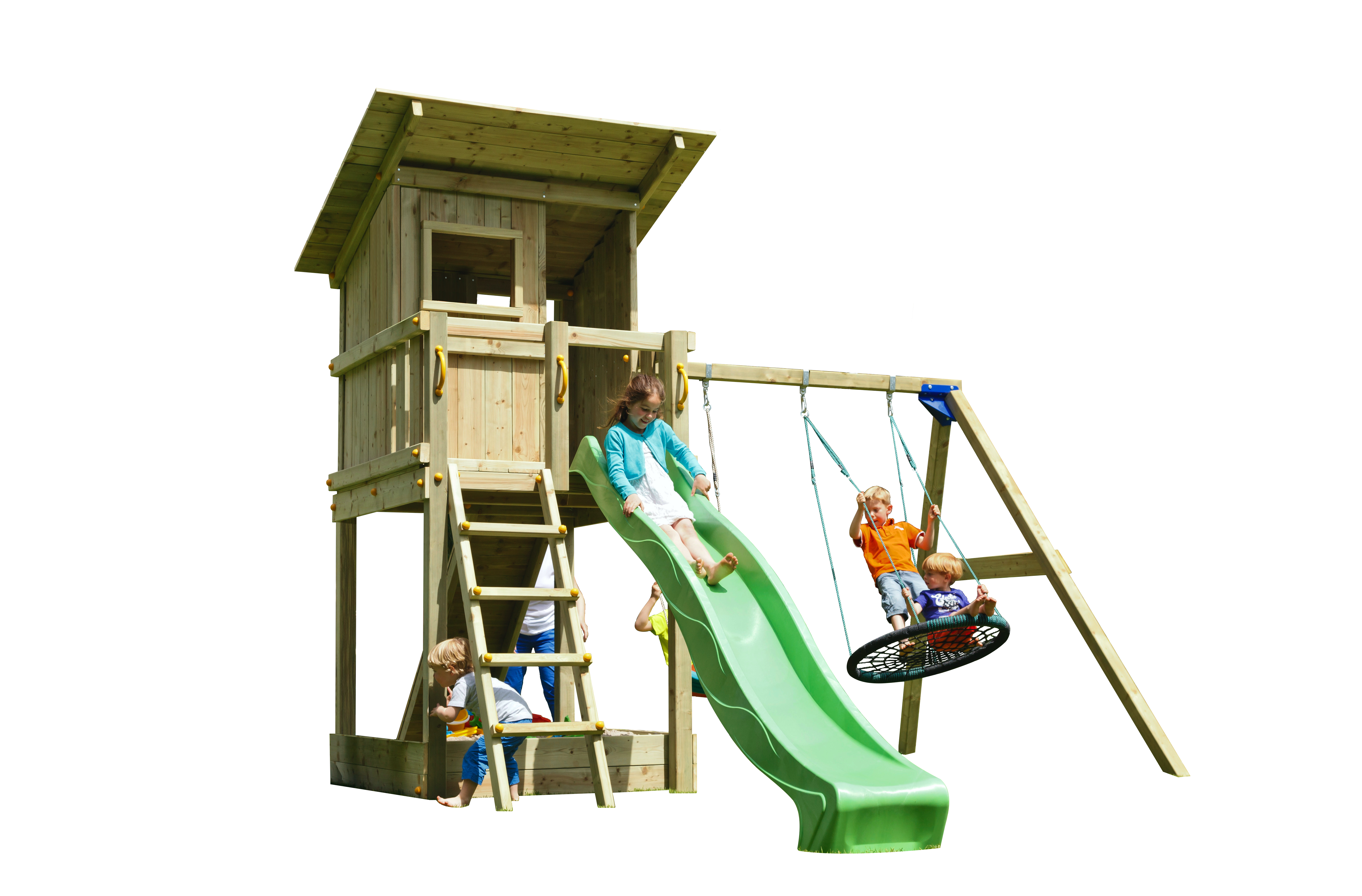 Blue Rabbit Beach Hut Speeltoren met groene Glijbaan