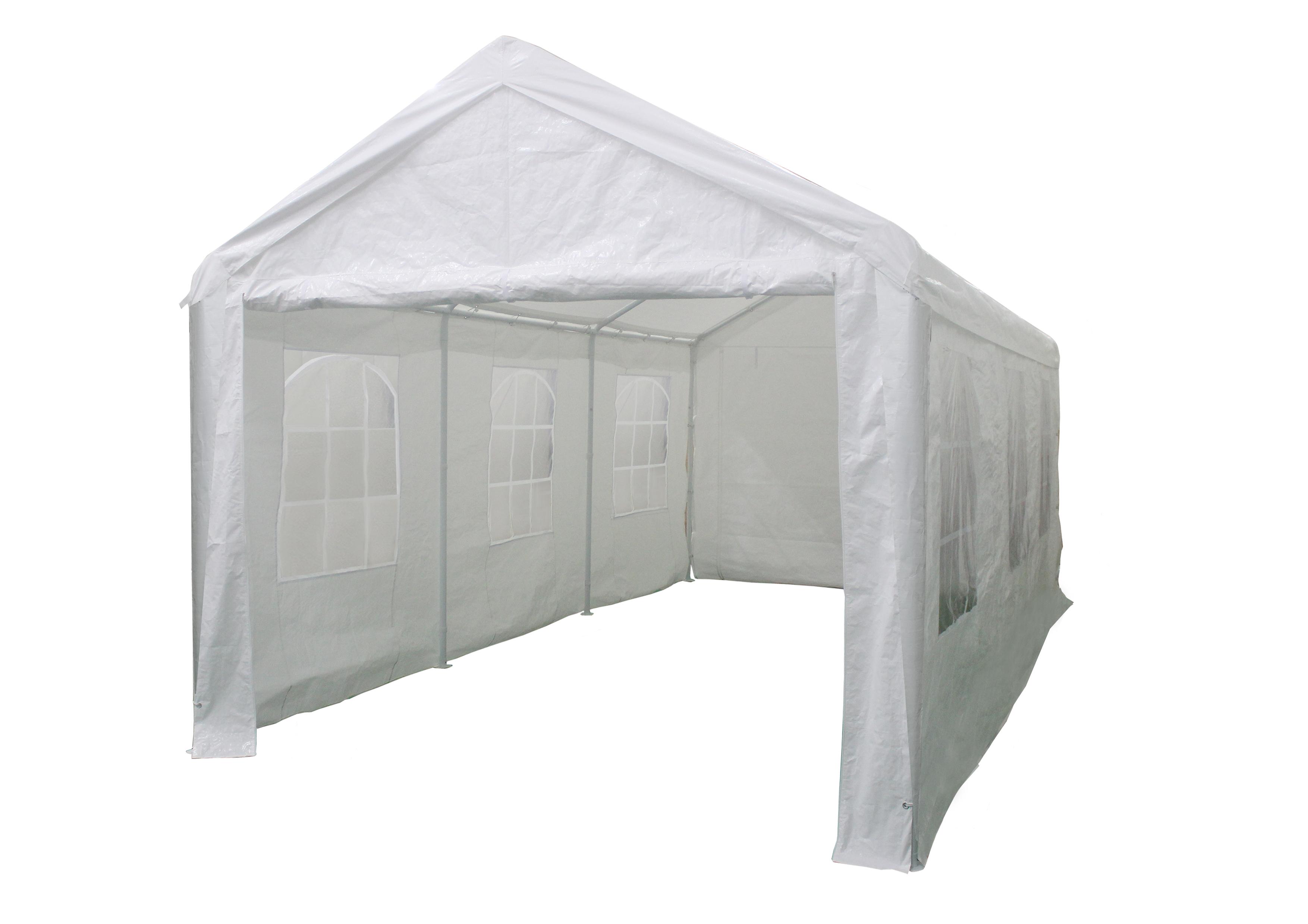 Carport Partytent 3x6m Wit 170gr PE Cover - Compleet met zijwanden