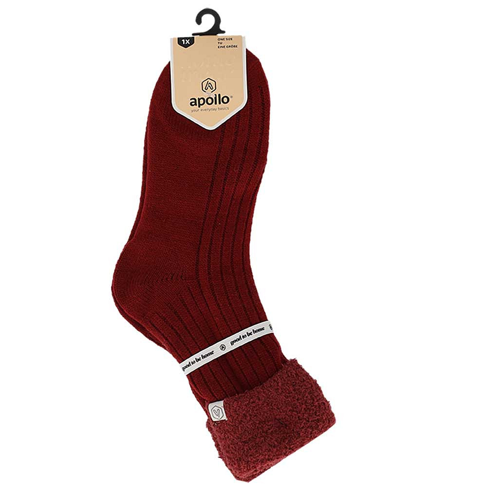 Apollo Homesock Dames Viscose Burgundy - One Size