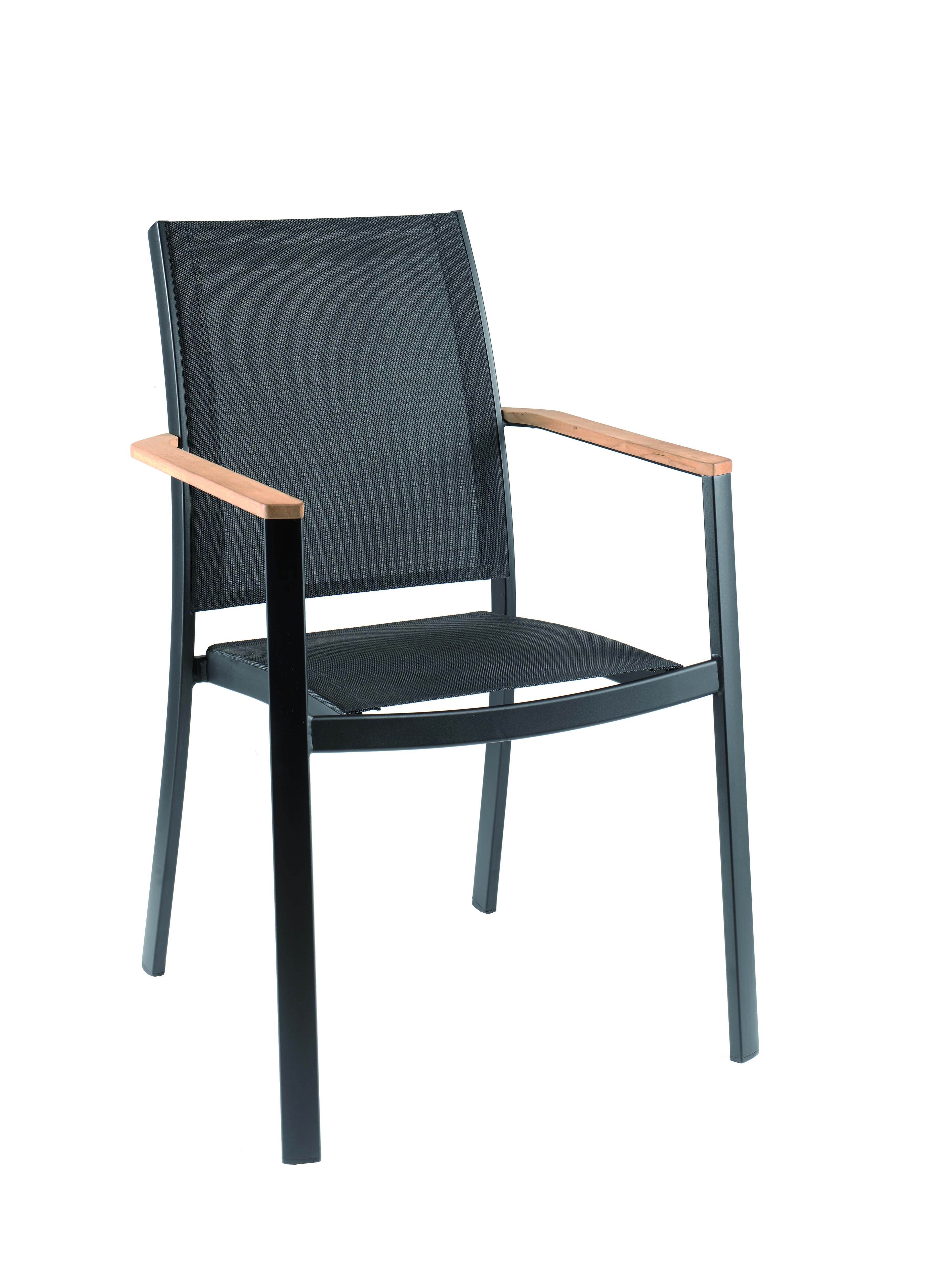 Gescova Bilbao Tuinstoel Zwart met Teak armlegger