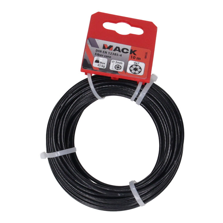 MACK Staalkabel Zwart Pvc 2 - 3 mm 10 m 6 X 7 Max.Belast 260 kg