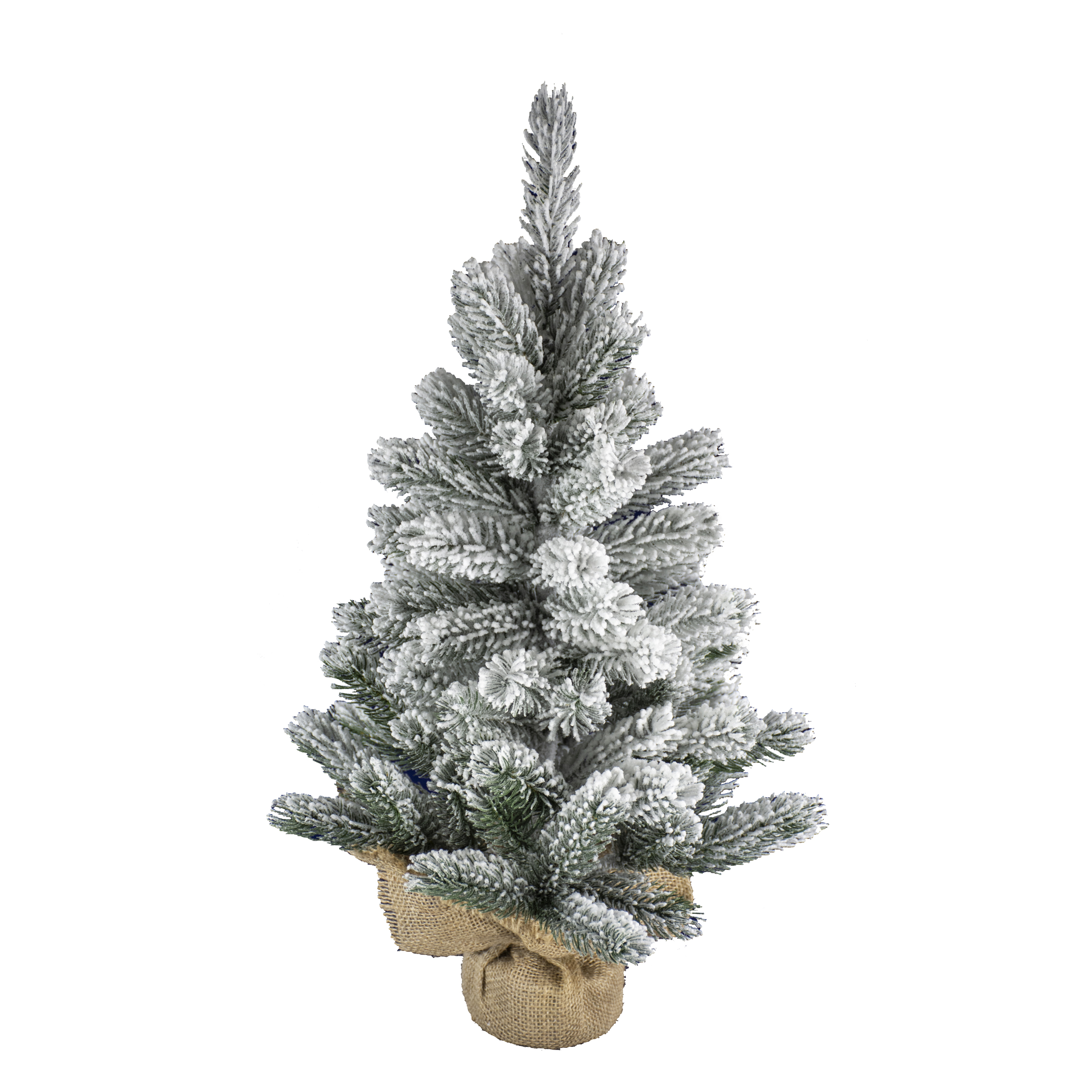 Kerstboom Brampton White Flocked 60x40 cm - 90 Tips - Burlap - Full PE