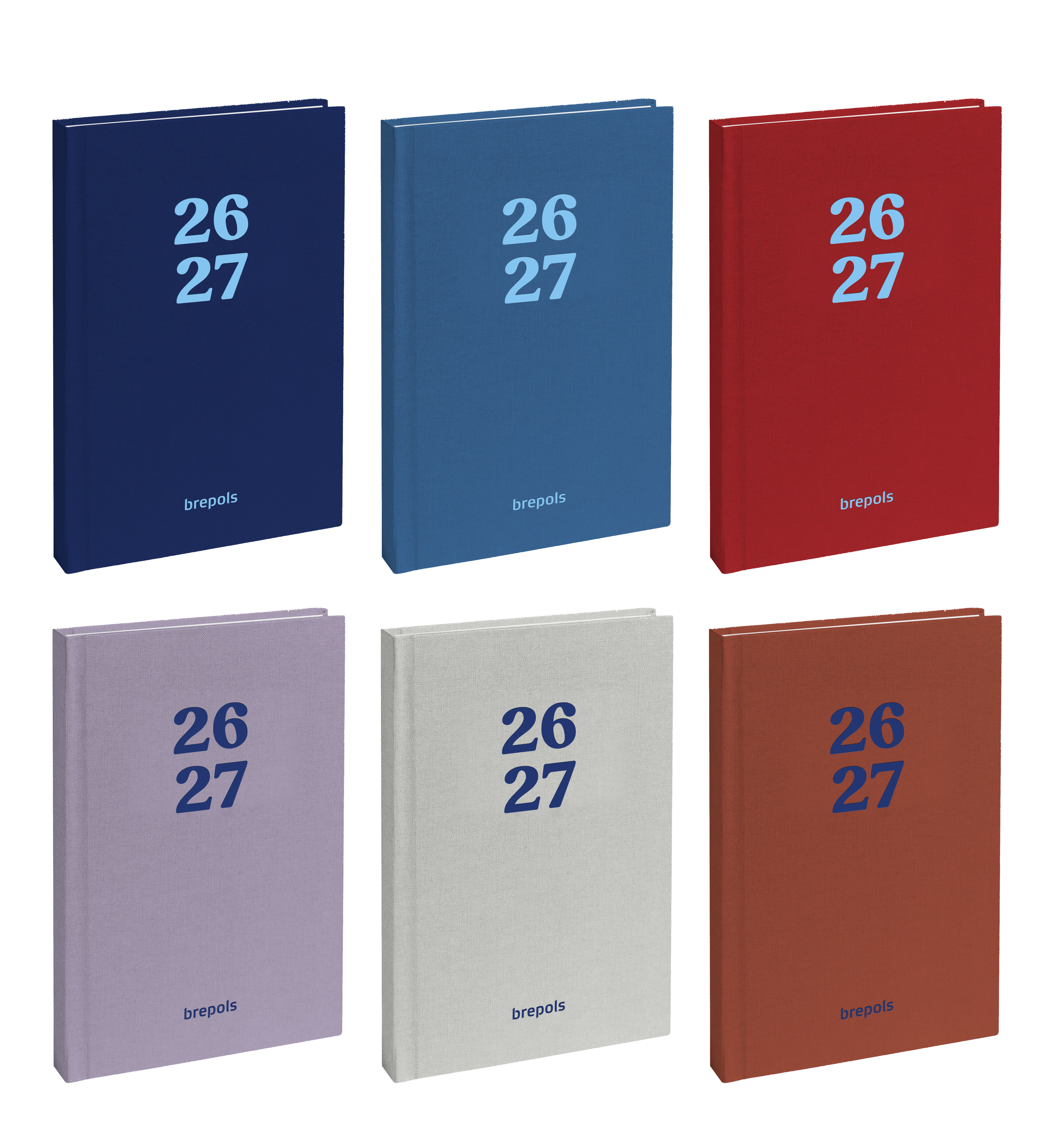 Brepols Schoolagenda 2026-27 Rainbow 1dag/pag Linnen assorti 11.5x16.9 cm - per stuk