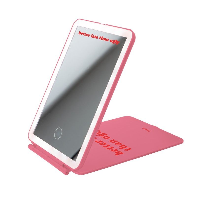 Fisura LED Spiegel Better Late Than Ugly 14.5x22 cm - Roze/Rood