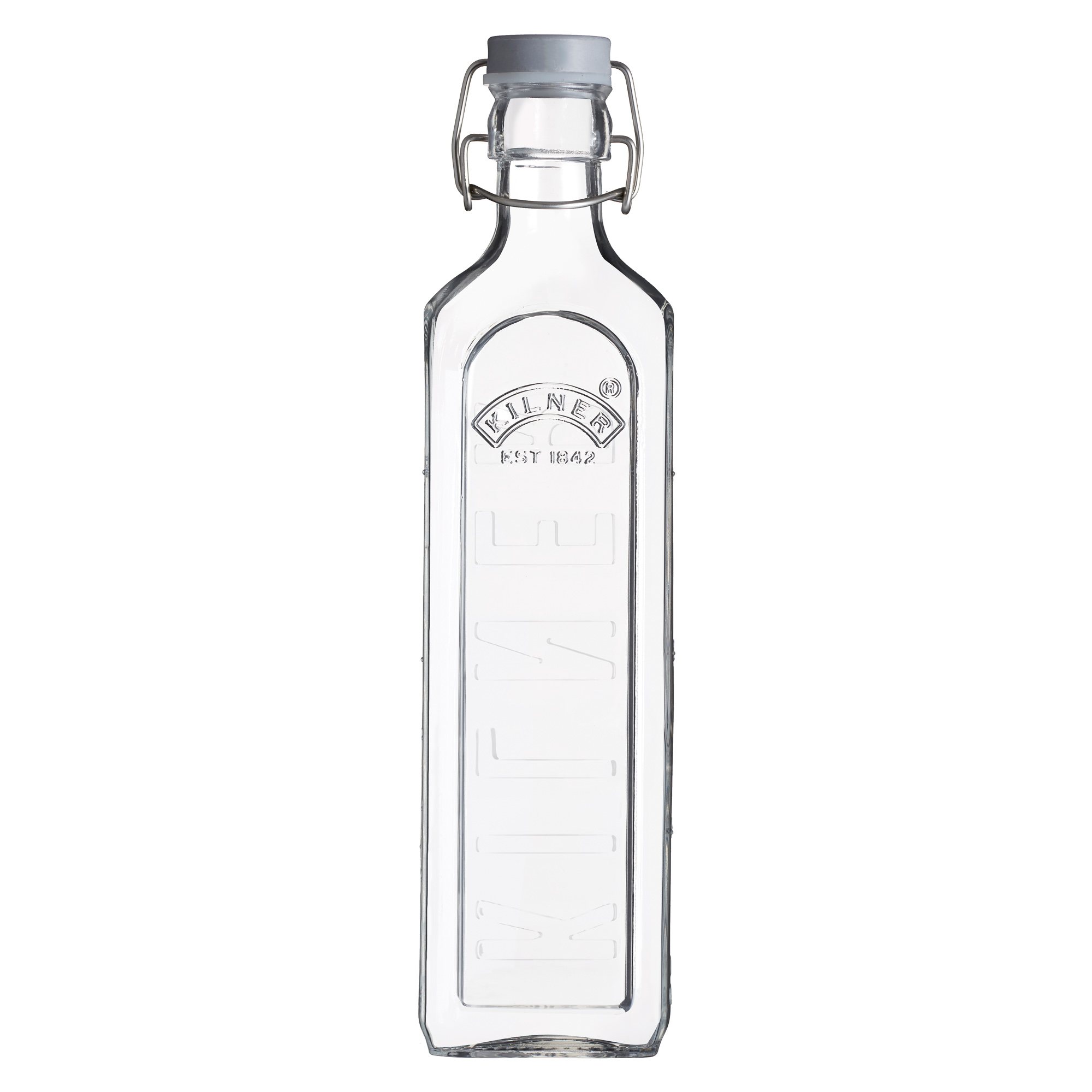 Kilner Fles 1l met Grijze Beugelsluiting - Glas - 7.5x7.5x30.6 cm