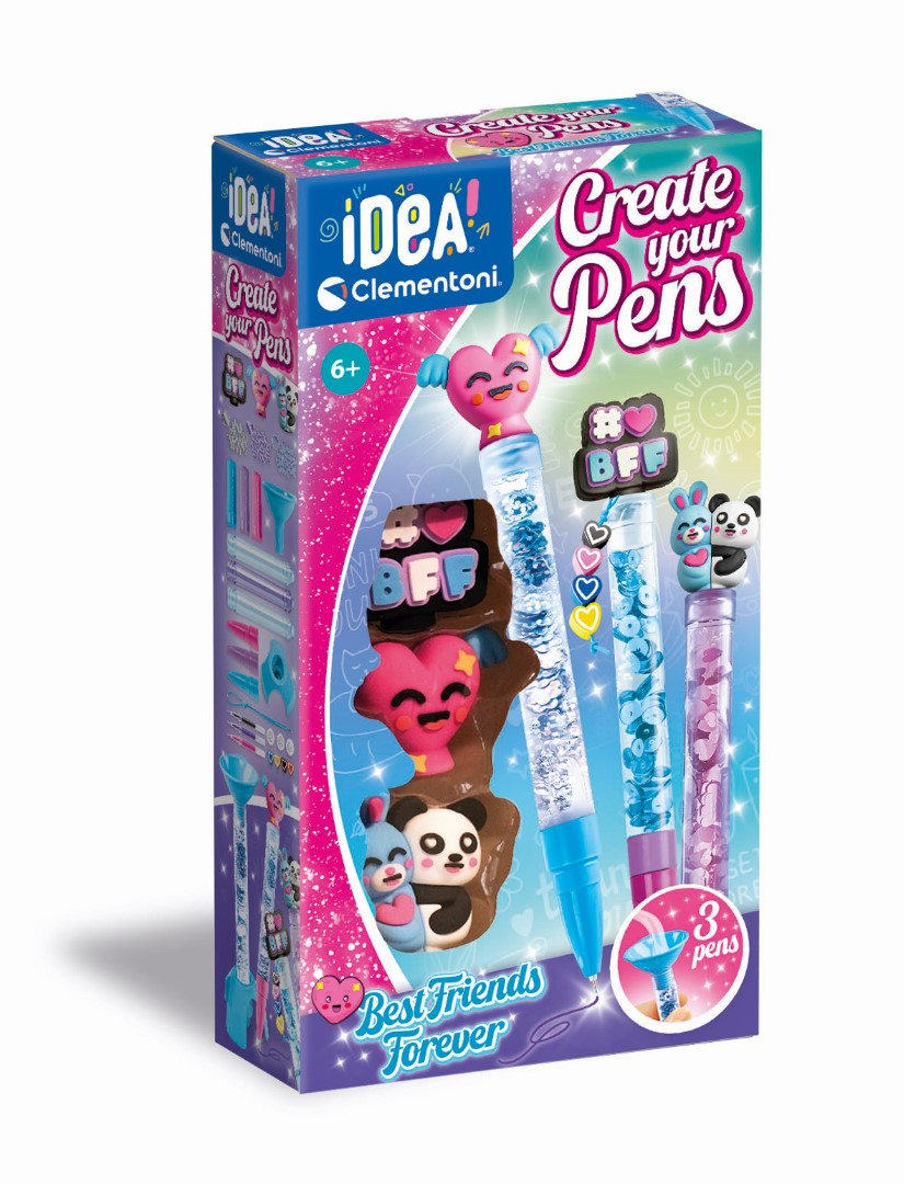 Clementoni Idea, maak je eigen pennen, Best Friends Forever, 3 pack