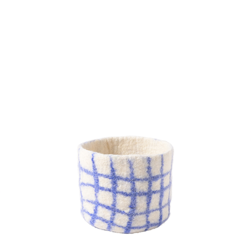 Aveva Bloempot 25 Thin Checked Blue 14x11 cm - Wol/Naturel Rubber
