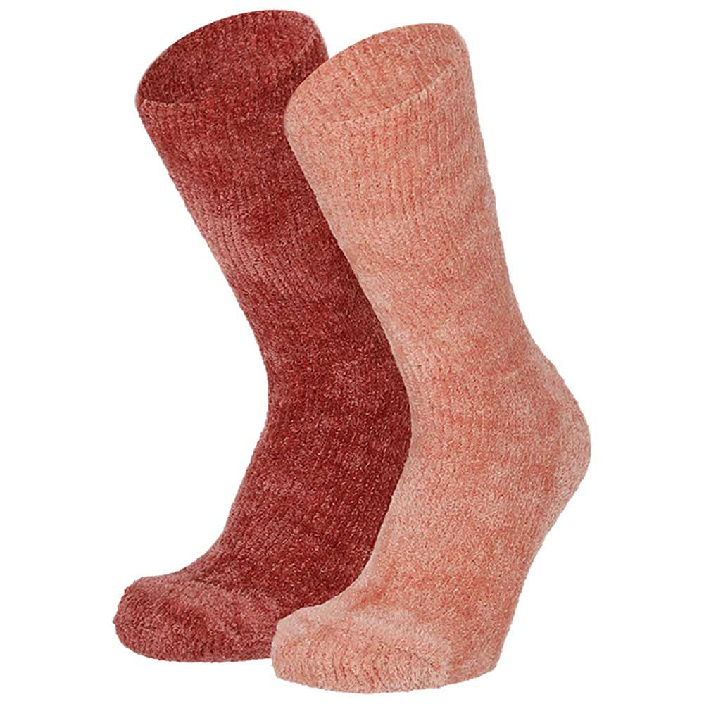 Apollo Bedsocks Dames Chenille Softy 2 paar Multi Pink - One size