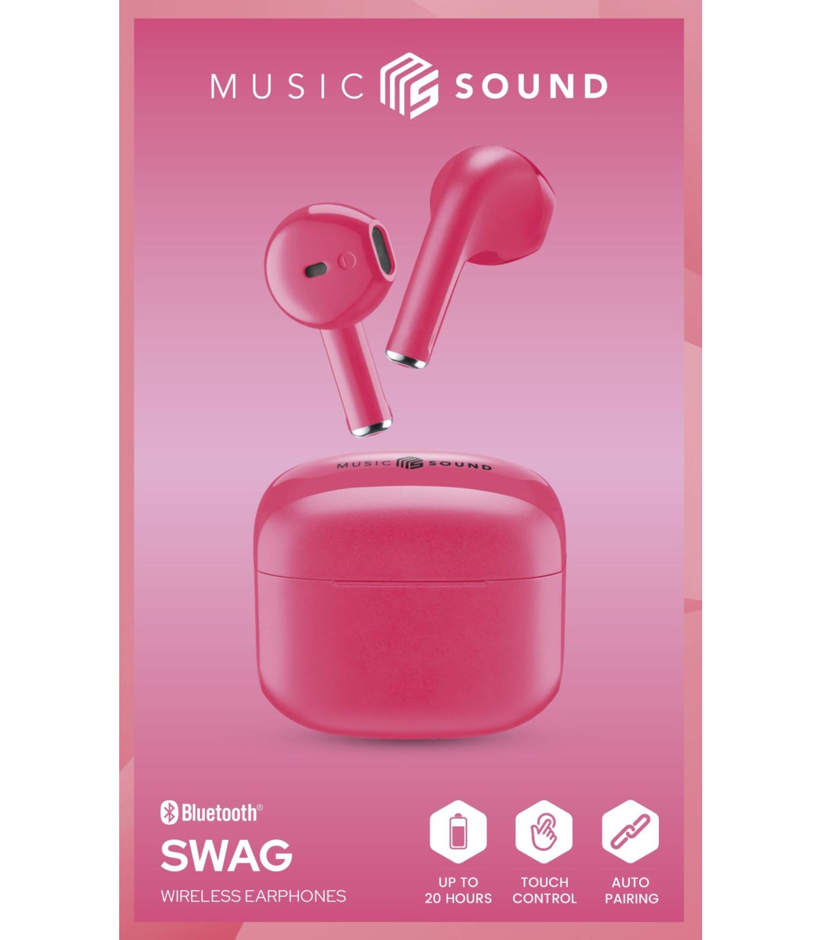 Music Sound In-ear TWS Swag, BT, roze