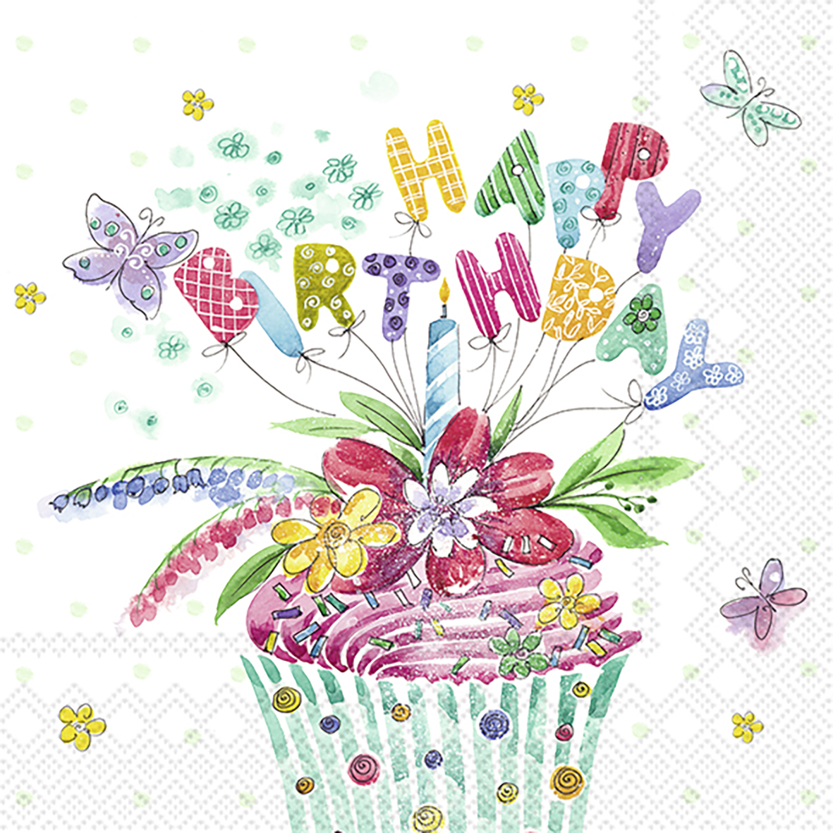 Ihr Lunchservetten 33x33 cm 20 stuks Birthday Cupcake