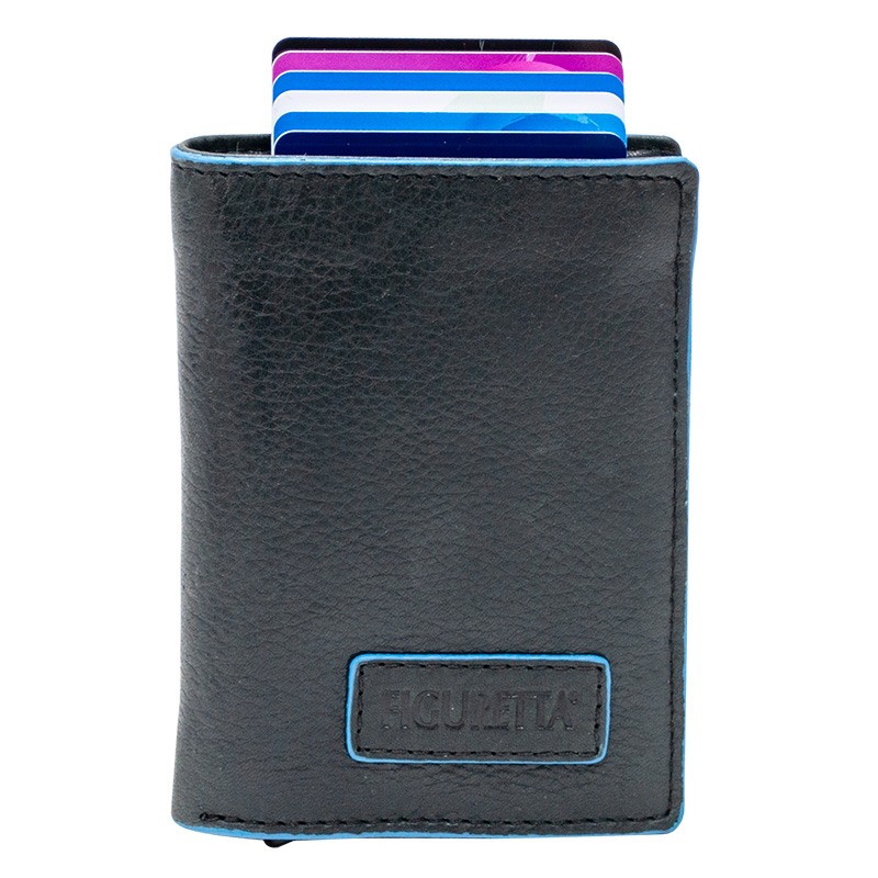 Figuretta Portemonnee Blue Line met RFID Zwart - Leder