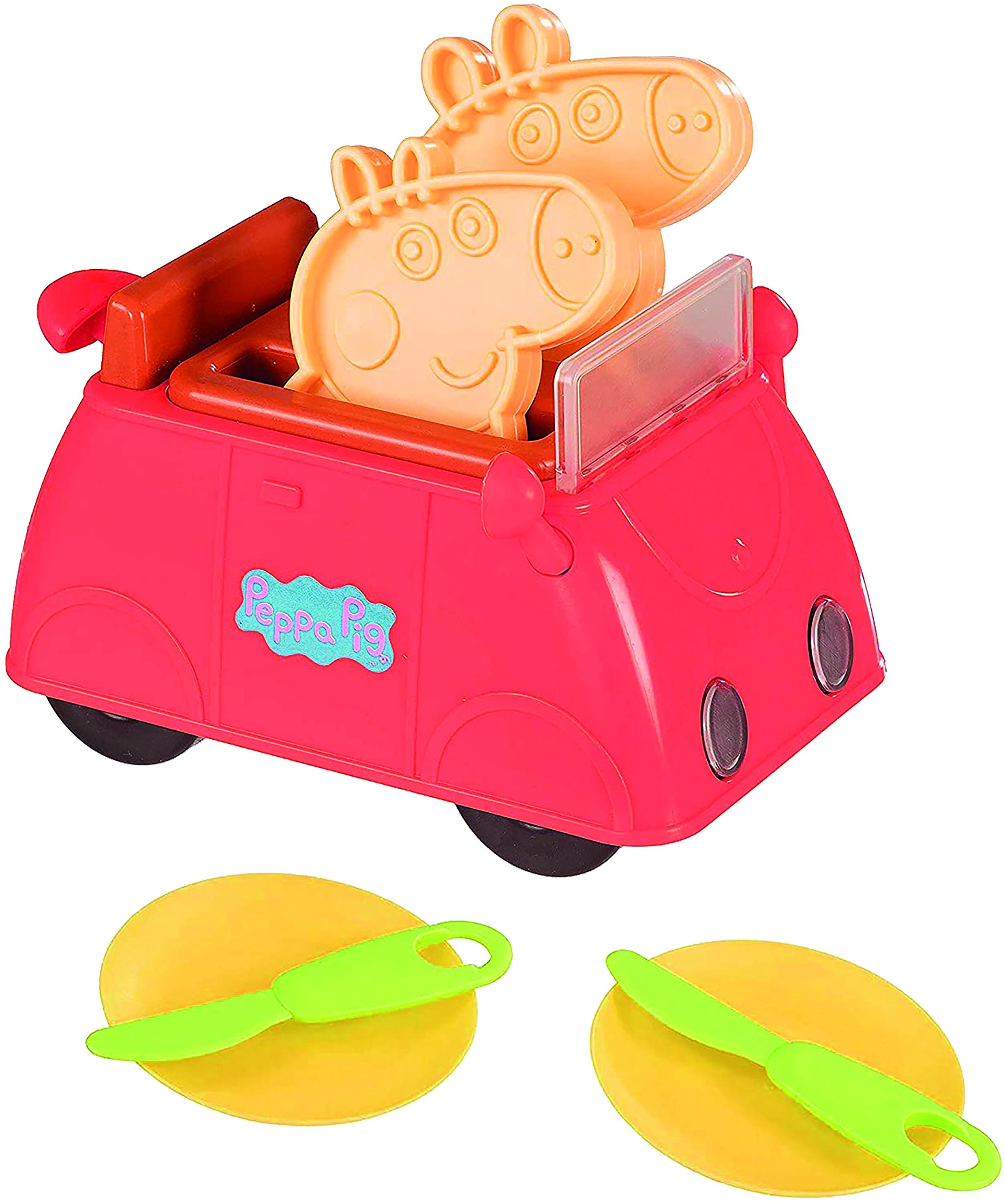 Peppa Pig, Peppa's Auto broodrooster met 2 borden en bestek, licht en geluid
