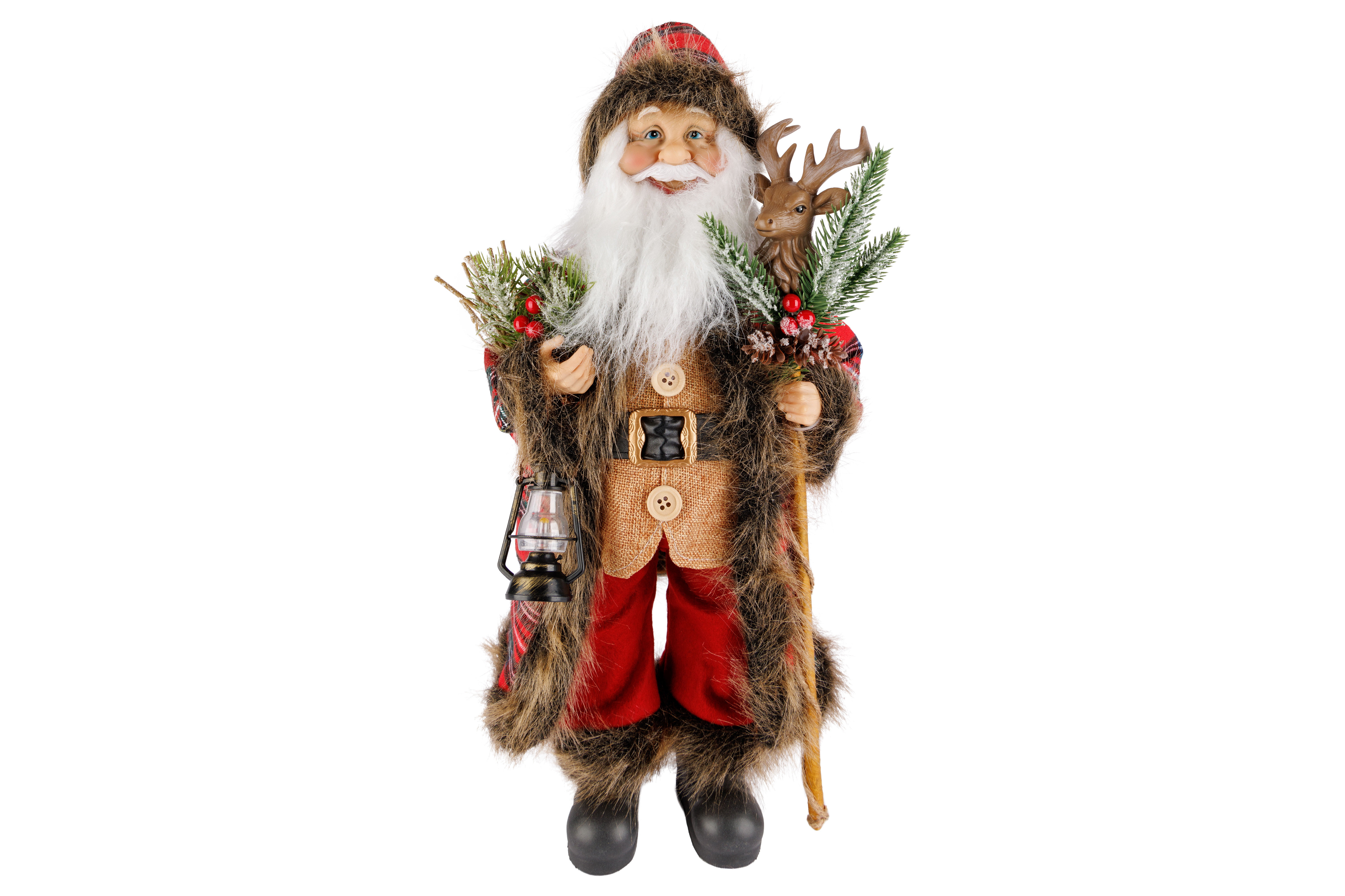 Cosy@Home Kerstman 25x15x46 cm - Rood/Groen Geruit