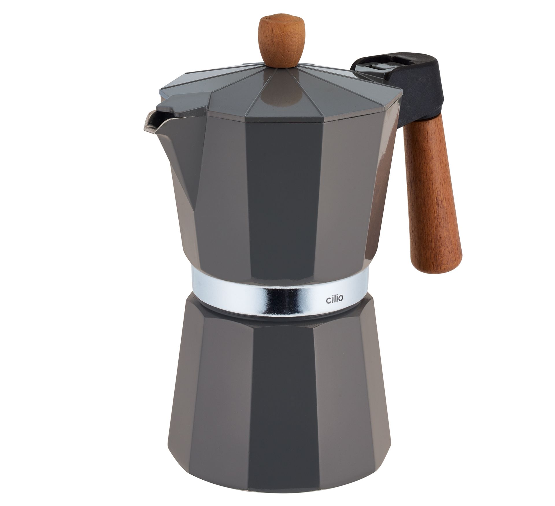 Cilio Koffiemaker Legno Donkergrijs voor 6 Tassen - 8.5x19 cm - Cafetiere