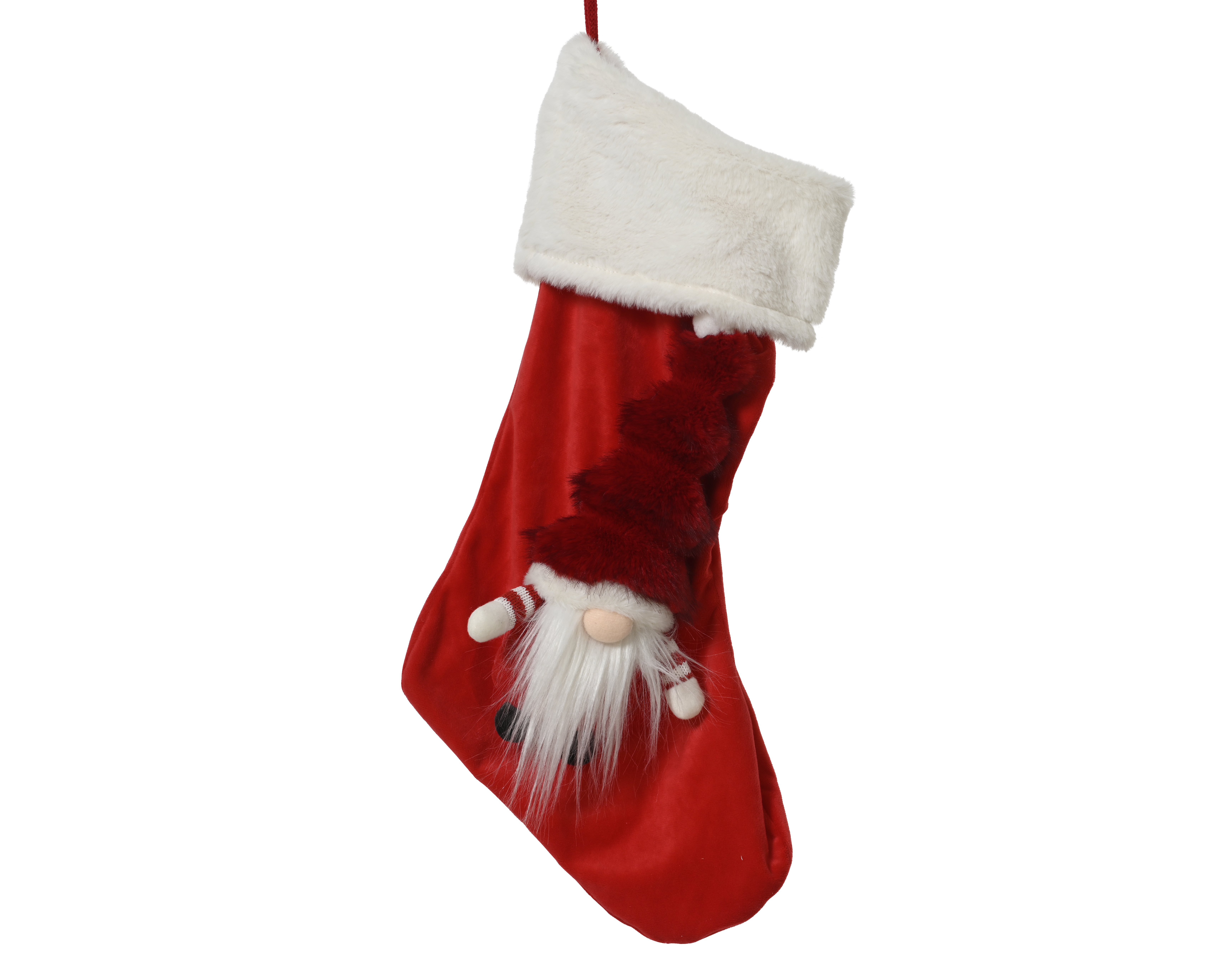 Kerstsok Rood met Gnoom 27x8x56 cm