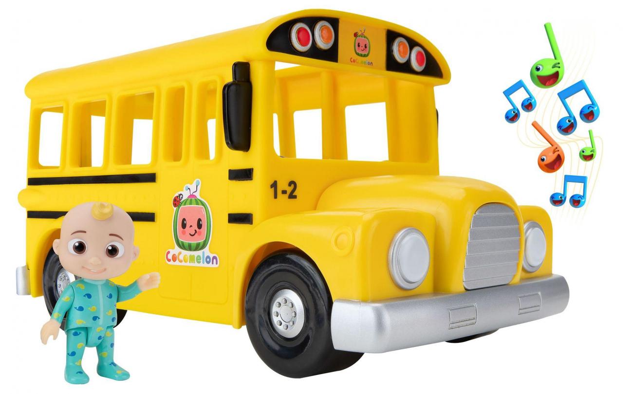 Cocomelon Yellow School Bus, Muzikale schoolbus geel met Cocomelon figuur