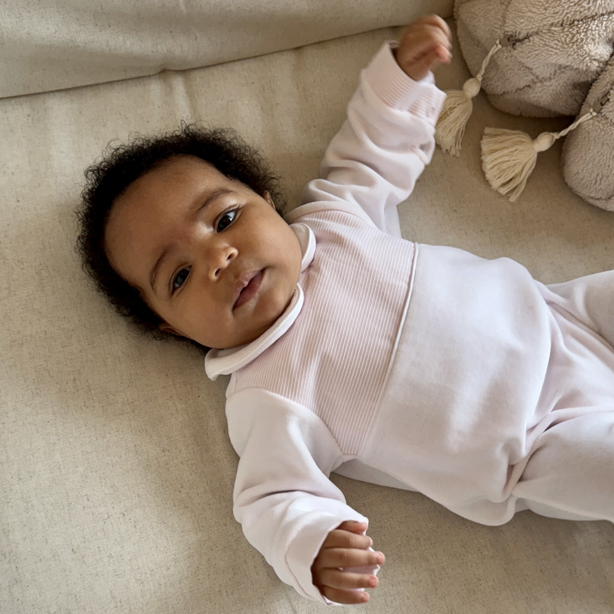 Living Nature Pyjama Meisje Bo Velours Roze-Wit