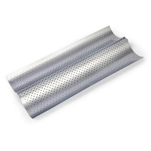 Patisse Stokbroodvorm voor 2 stuks 38cm - Silver-Top - RVS Geperforeerd - Antikleef - Bakvorm - 38x17 cm