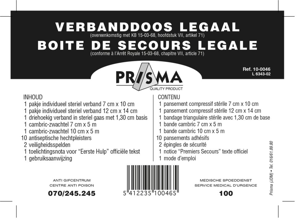 Prisma verbanddoos 100% wettelijk 9-delig