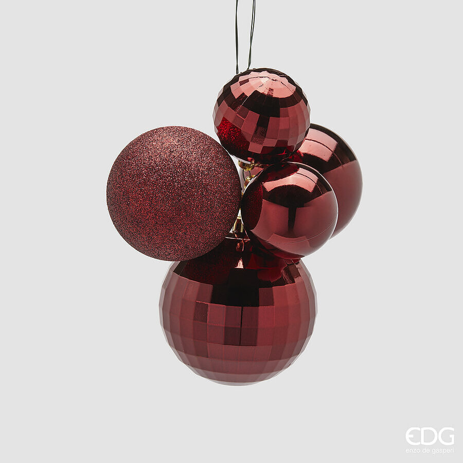 EDG Kerstballenbundel PLC Burgundy 5 stuks EDG Kerstballenbundel PLC Burgundy 5 stuks