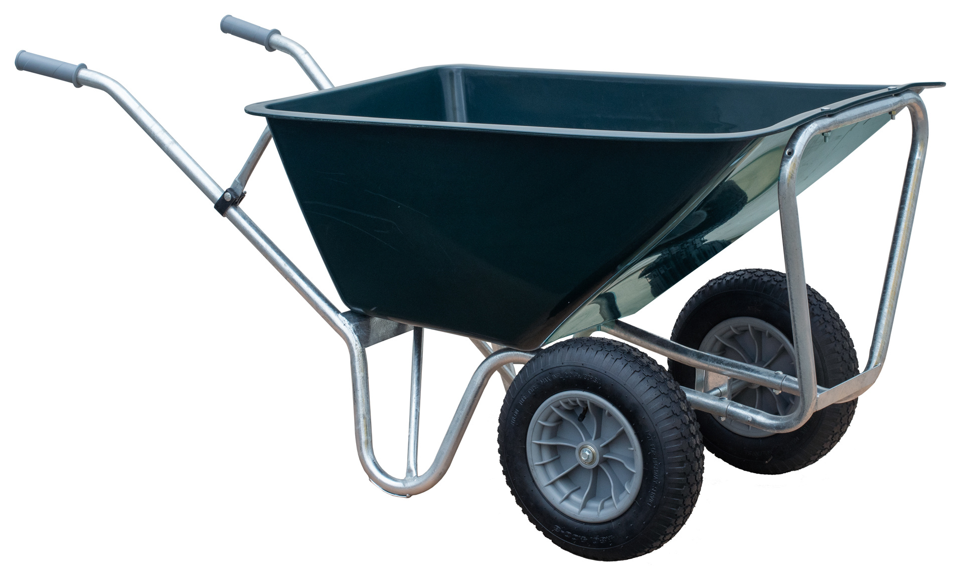 Kruiwagen Groen 160 L voor Tuin en Stal gegalvaniseerd Onderstel met 2 Wielen