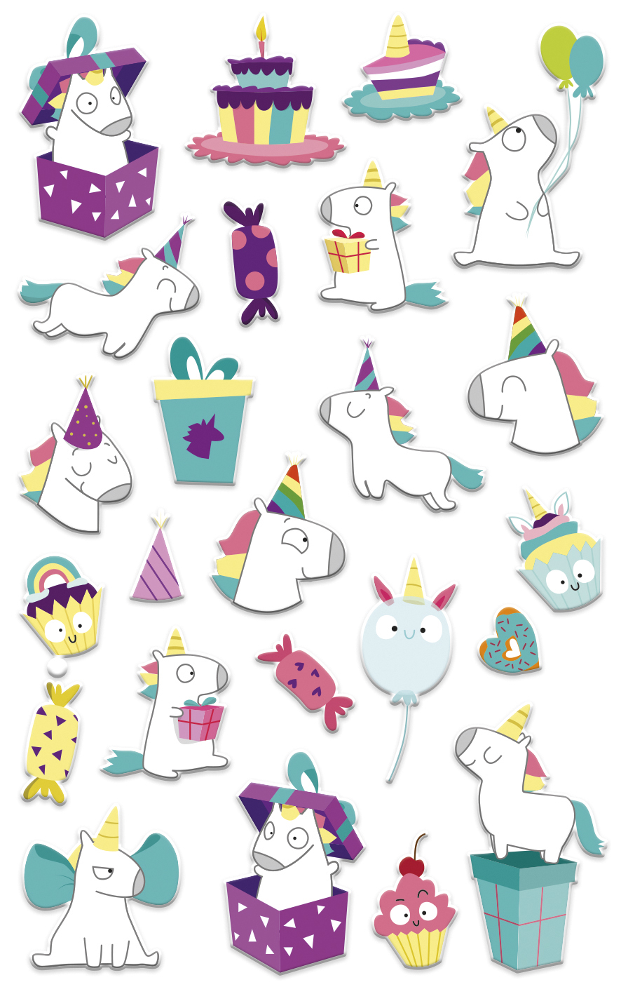 Maildor 3D Stickers Cooky Eenhoorn 7.5x12cm - 1 Vel - Verjaardag