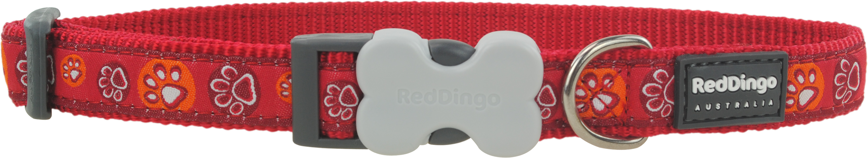 Red Dingo Halsband Paw Impressions Rood-L 25mmx41-63cm