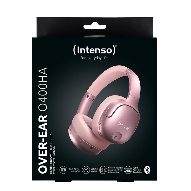Intenso Over-ear Hoofdtelefoon Roze met ANC en Bluetooth