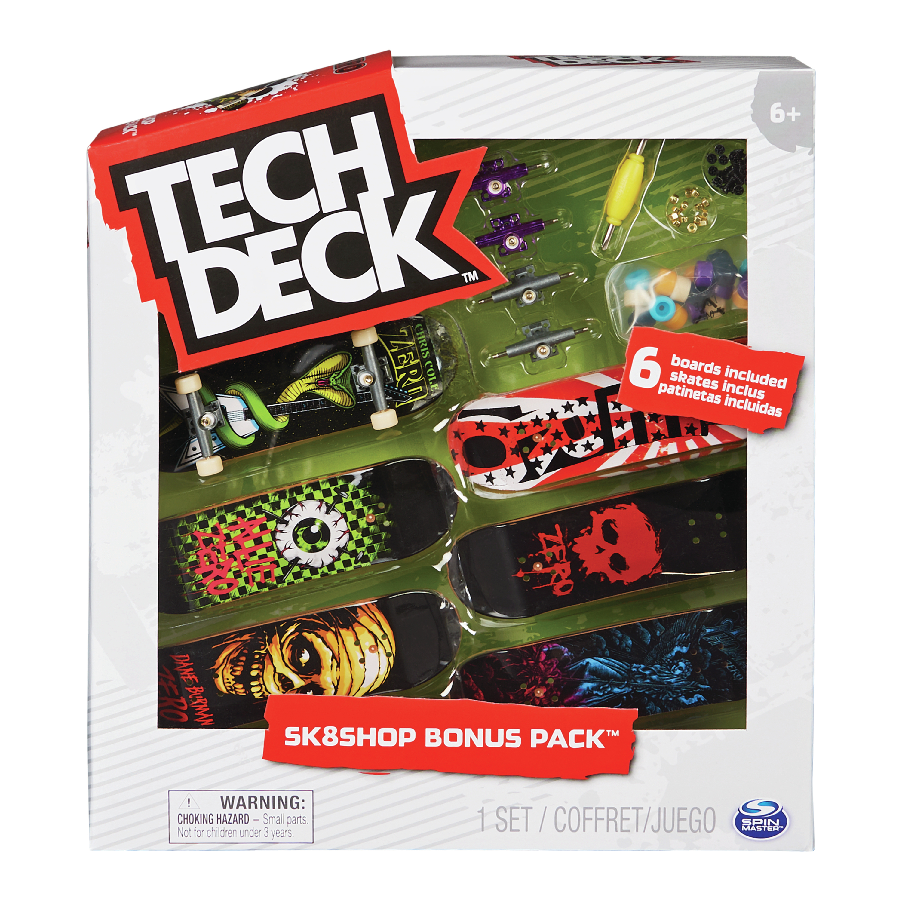 Tech Deck Skate Shop Bonus Pack, 6 fingerboards met extra wielen