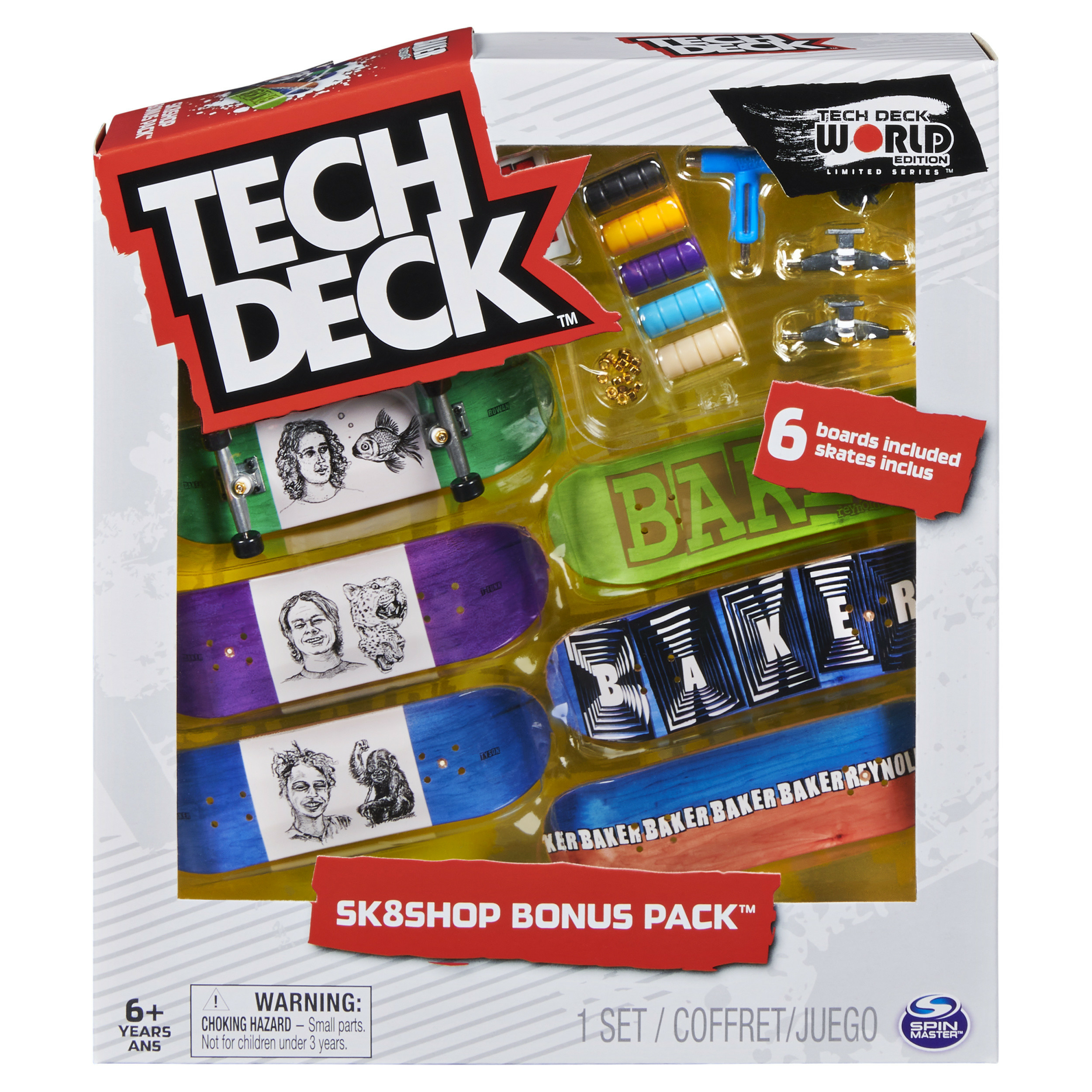 Tech Deck Skate Shop Bonus Pack, 6 fingerboards met extra wielen