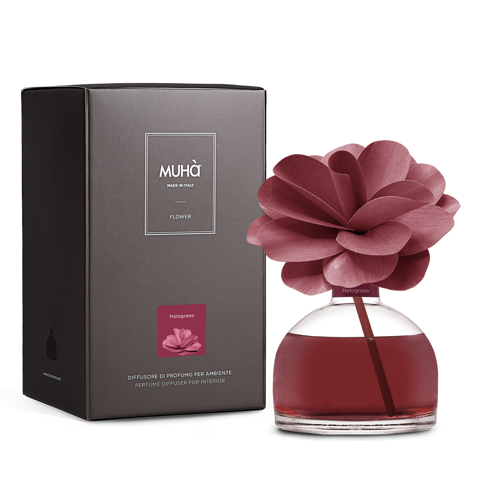 Muhà Geurdiffuser Flower Bordeaux 200ml - Pomegranate