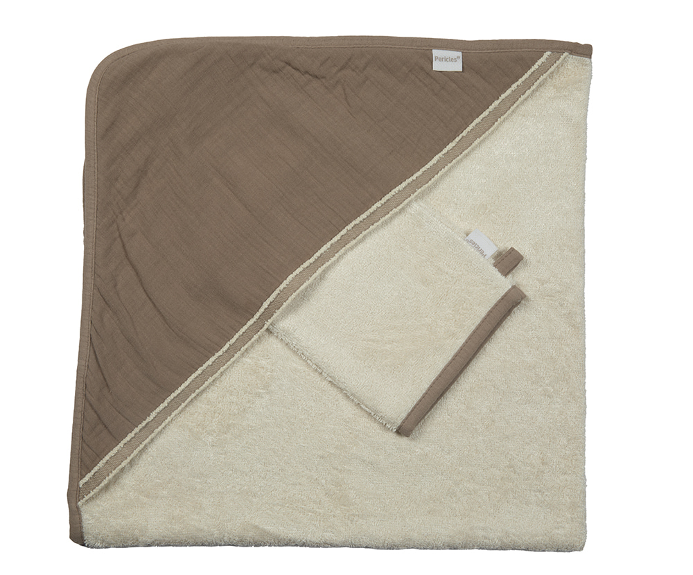 Pericles Badcape met Washandje Chocolate