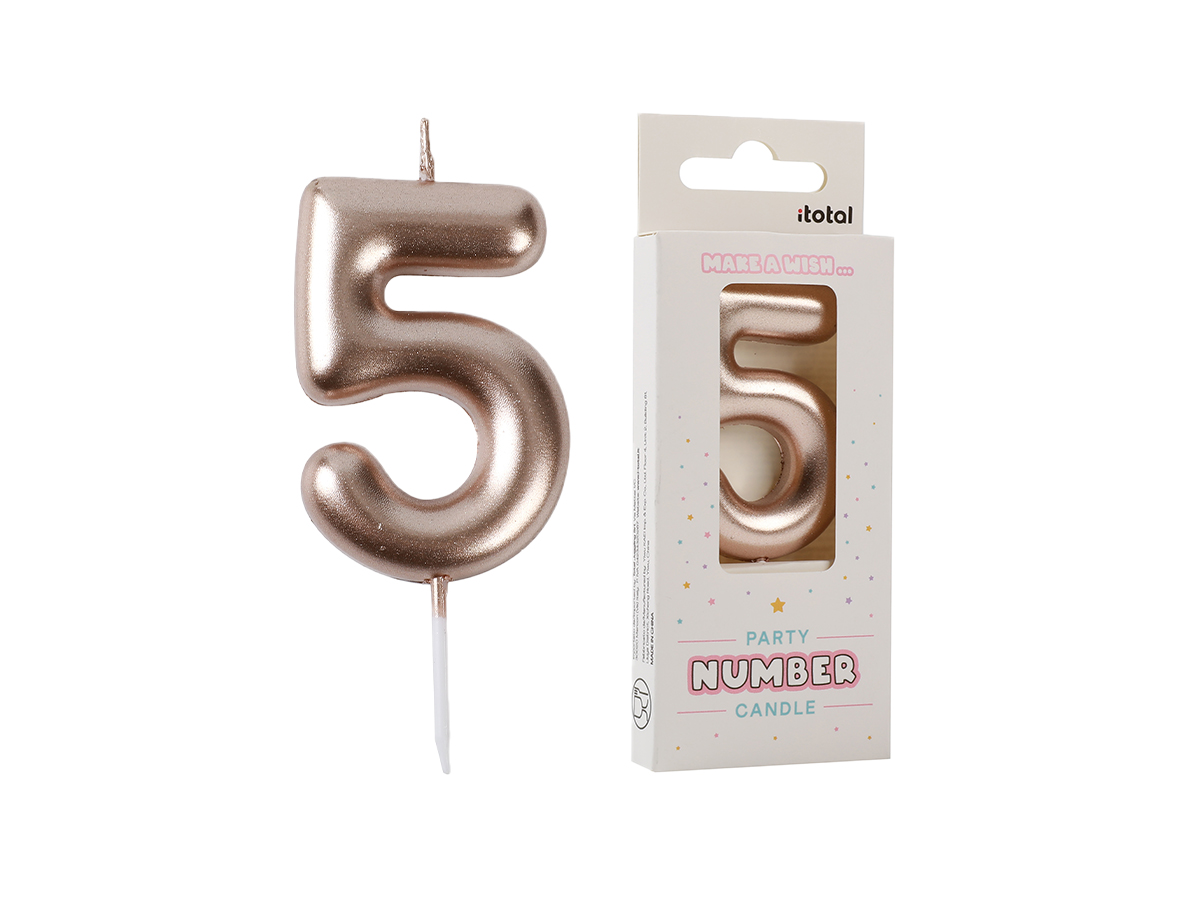 I-Total Verjaardagskaars Nr.5 - Goud - 6.3cm