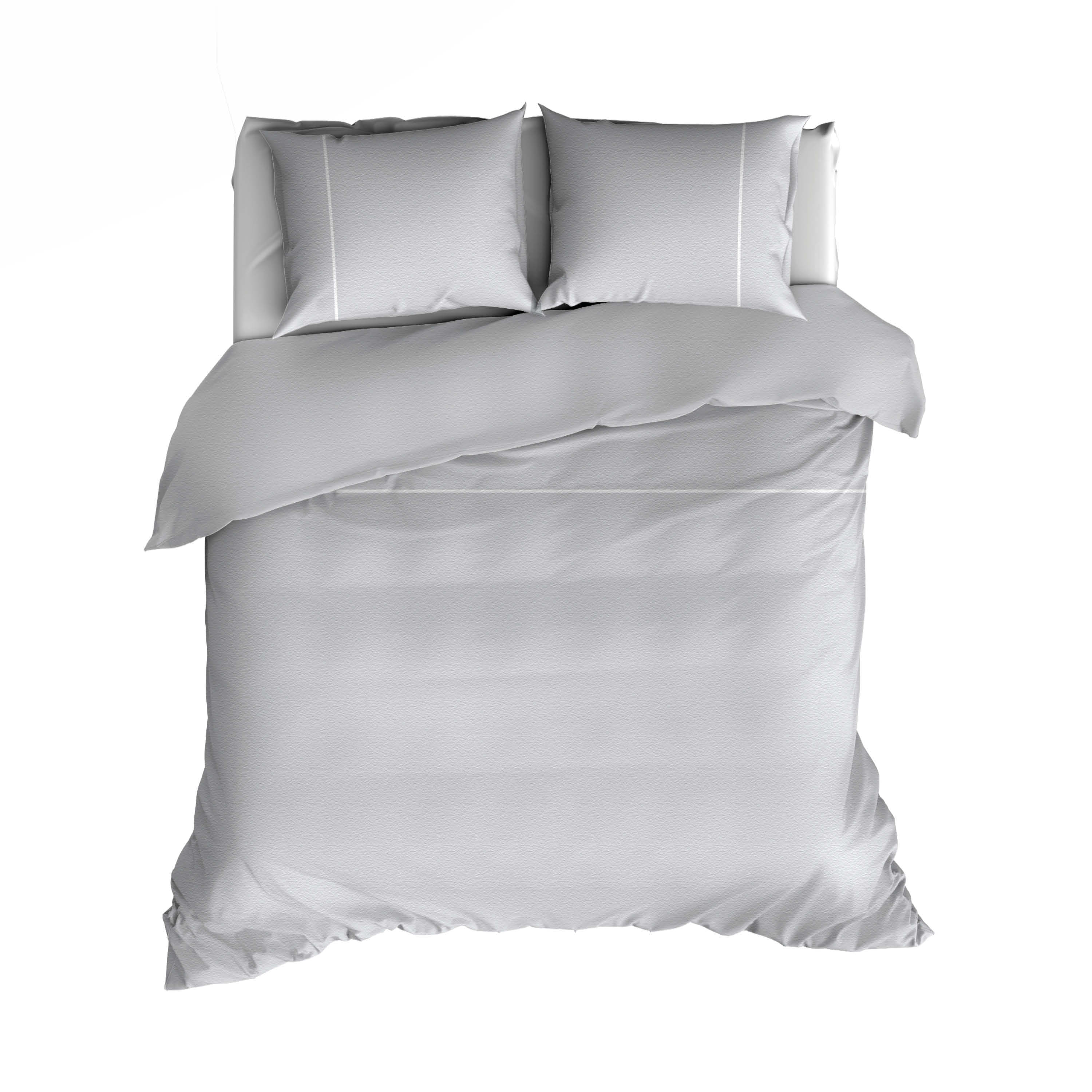 Romanette Basic Dekbedovertrekset 200x220 cm Katoen Zilver Wit met Paspel