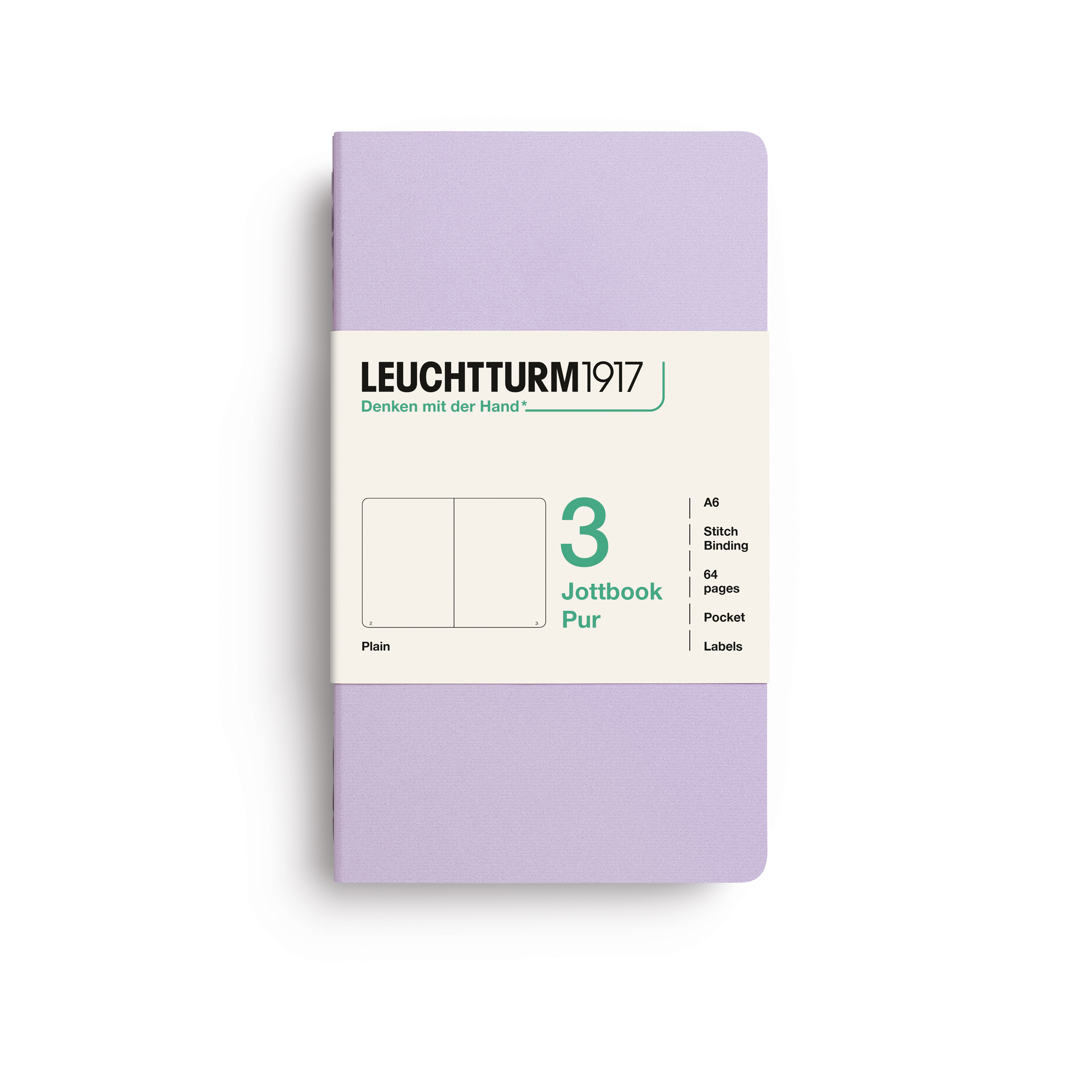 Leuchtturm 1917 Jottbook Pur Notitieboek A6 Blanco 64 vel Lilac - 3 stuks