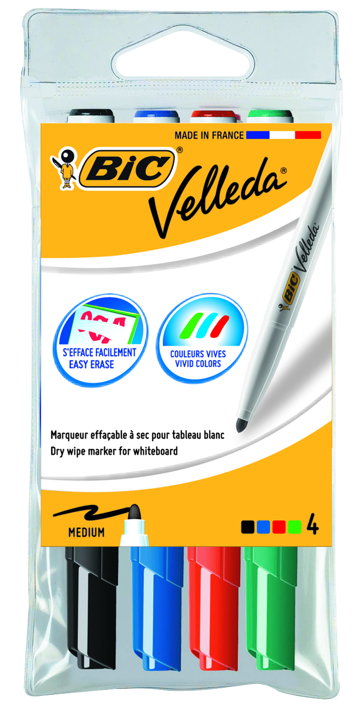 BIC Velleda 1741 Whiteboardmarker 4stuks - assorti - Wallet