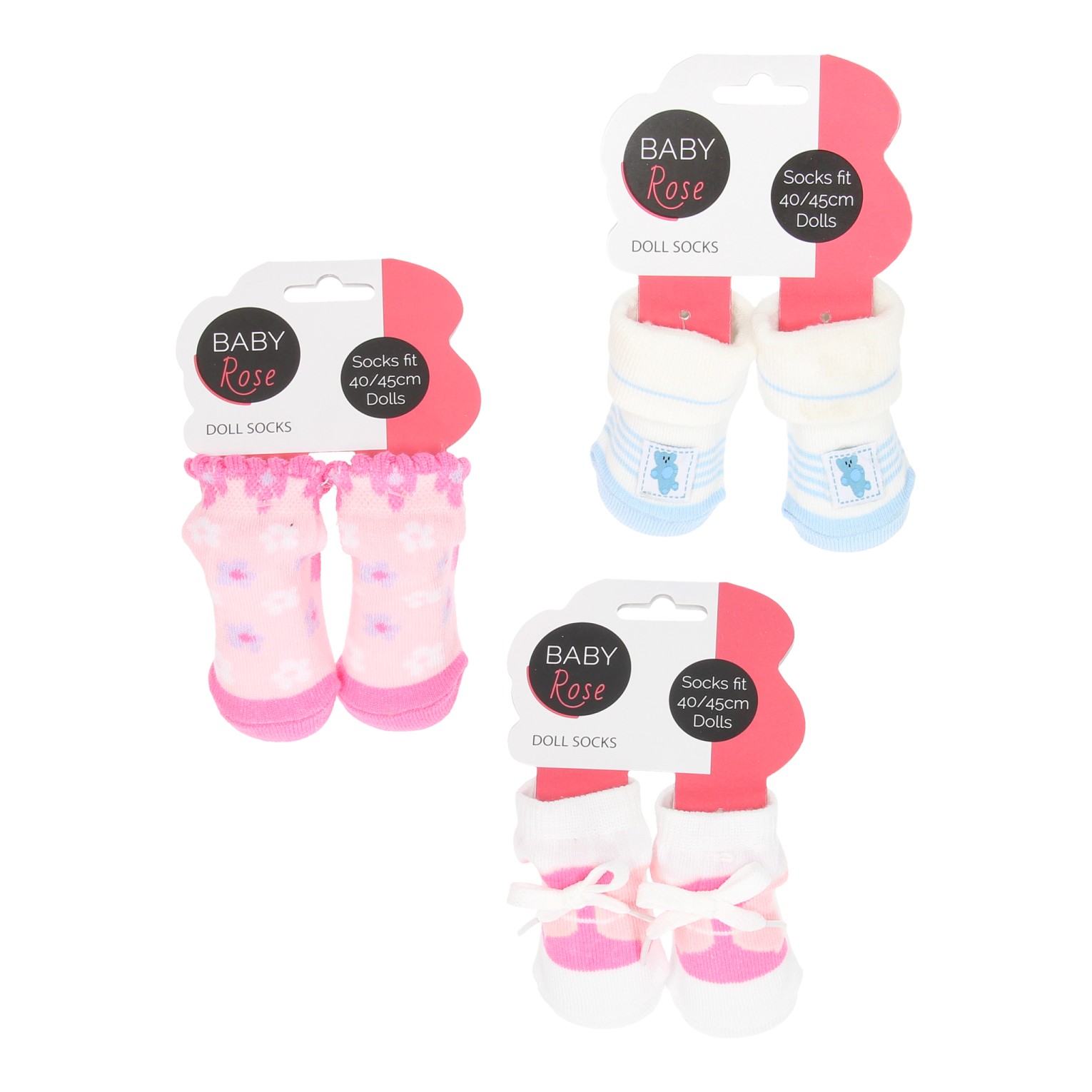 Baby Rose Poppensokken voor 40-45 cm Poppen - assorti - prijs per stuk