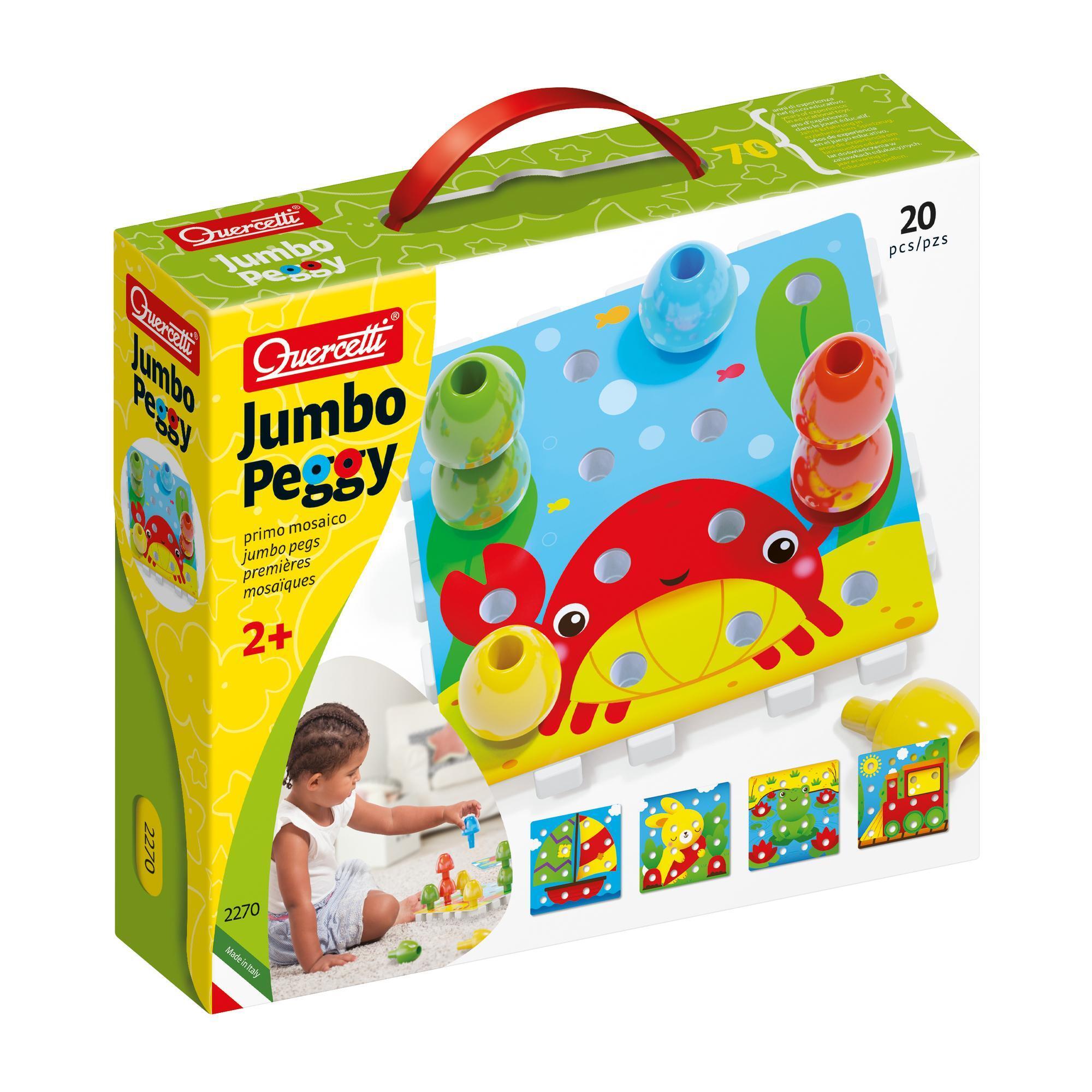 Quercetti Jumbo Peggy Insteekparels 20 Grote Pinnen