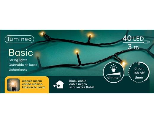 Kerstverlichting LED Basic 3m - 40 leds - Black/Classic Warm - In/Outdoor
