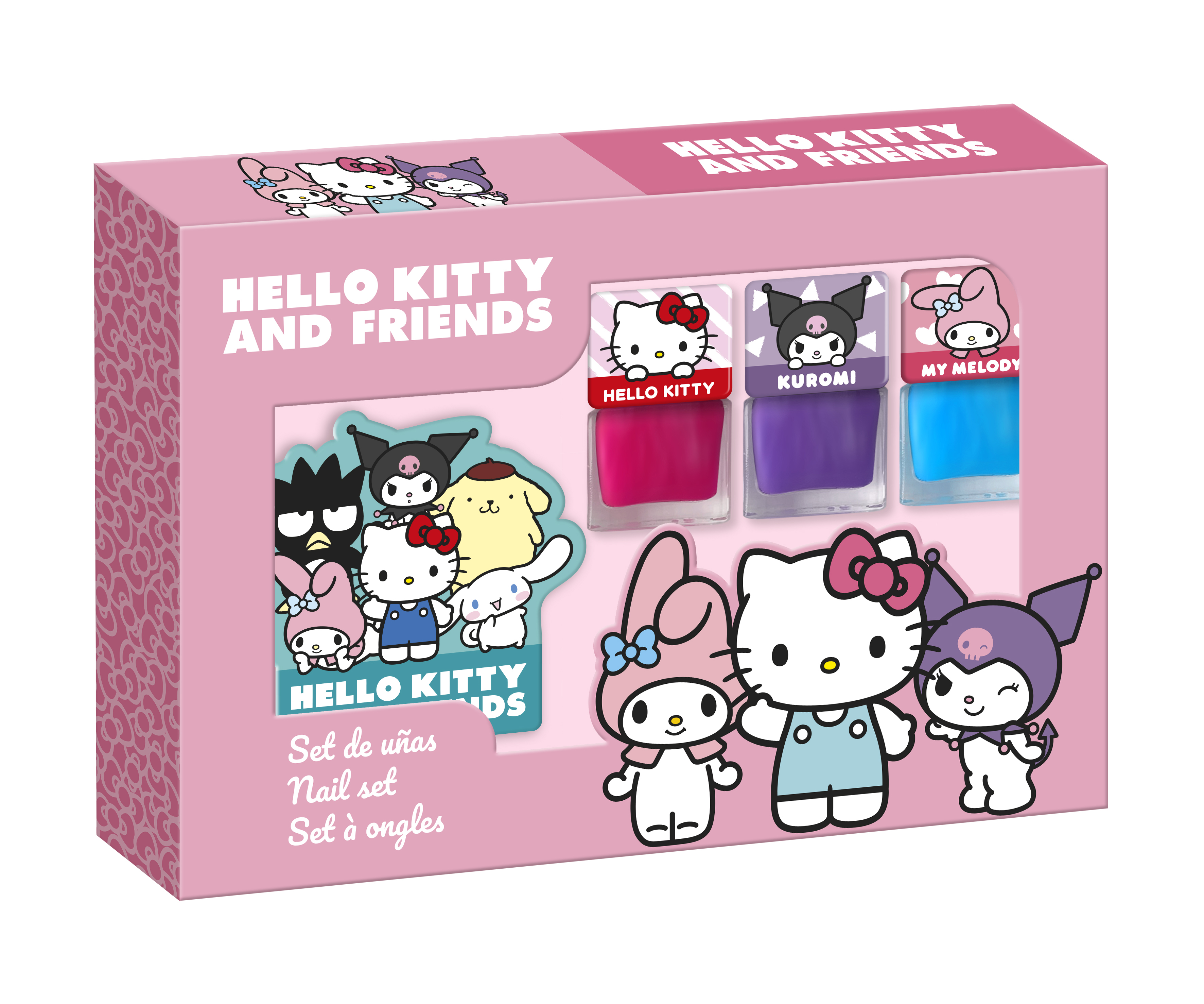 Hello Kitty & Friends Nagelset met Nagelvijl-Nagellak 3 stuks