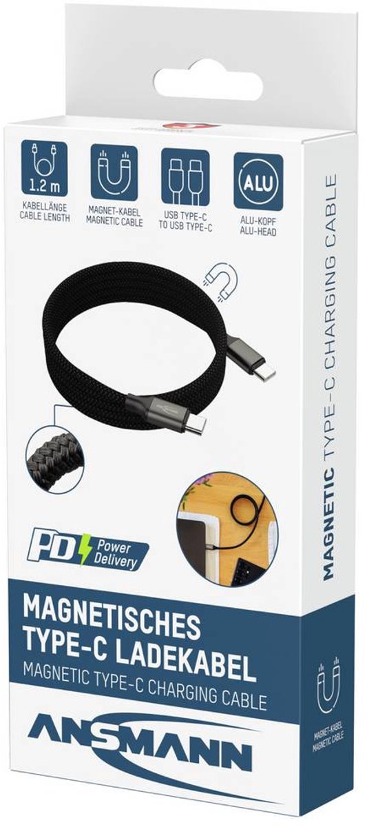 Ansmann Magnetische Oplaadkabel 120 cm USB-C naar USB-C