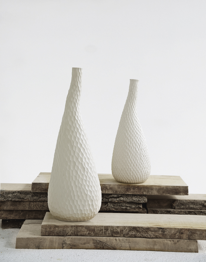 ASA Vaas Carve Wit Mat 17x46 cm - met Relief - Keramiek