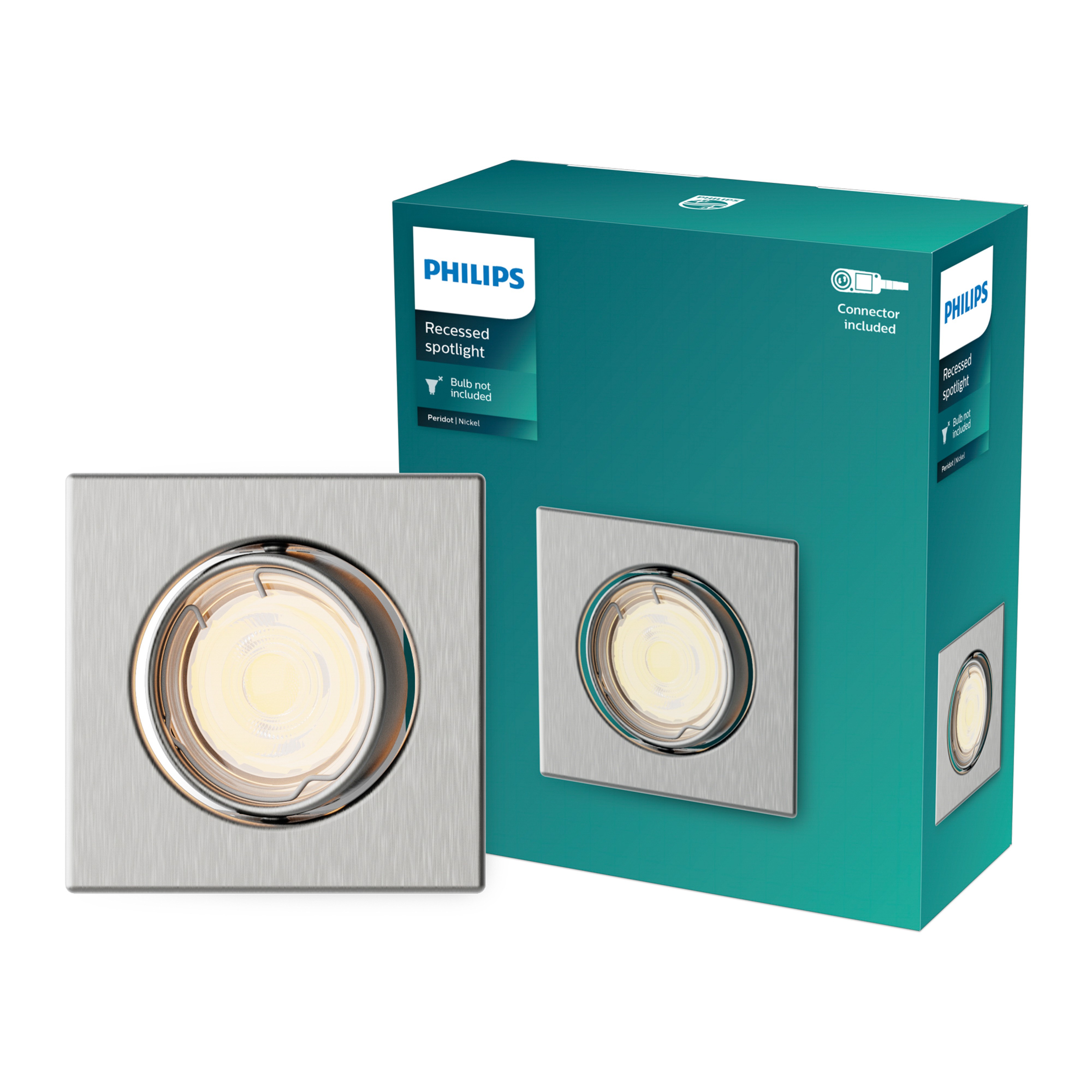 Philips Inbouwspot Peridot Vierkant Richtbaar GU10 Nikkel