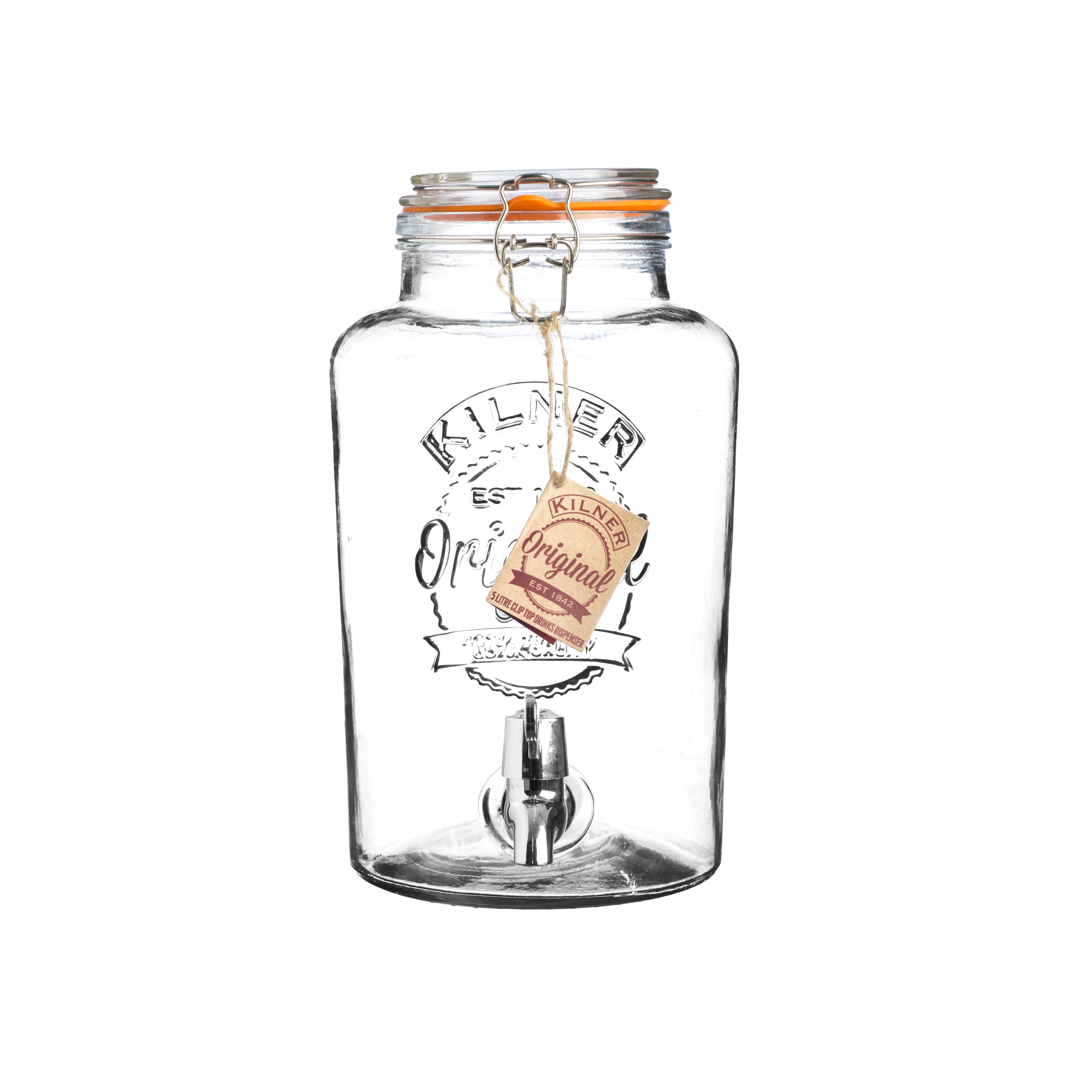 Kilner Drankdispenser 5l met Kraantje - Luchtdicht Clipsysteem - 25.4x18x31.5 cm