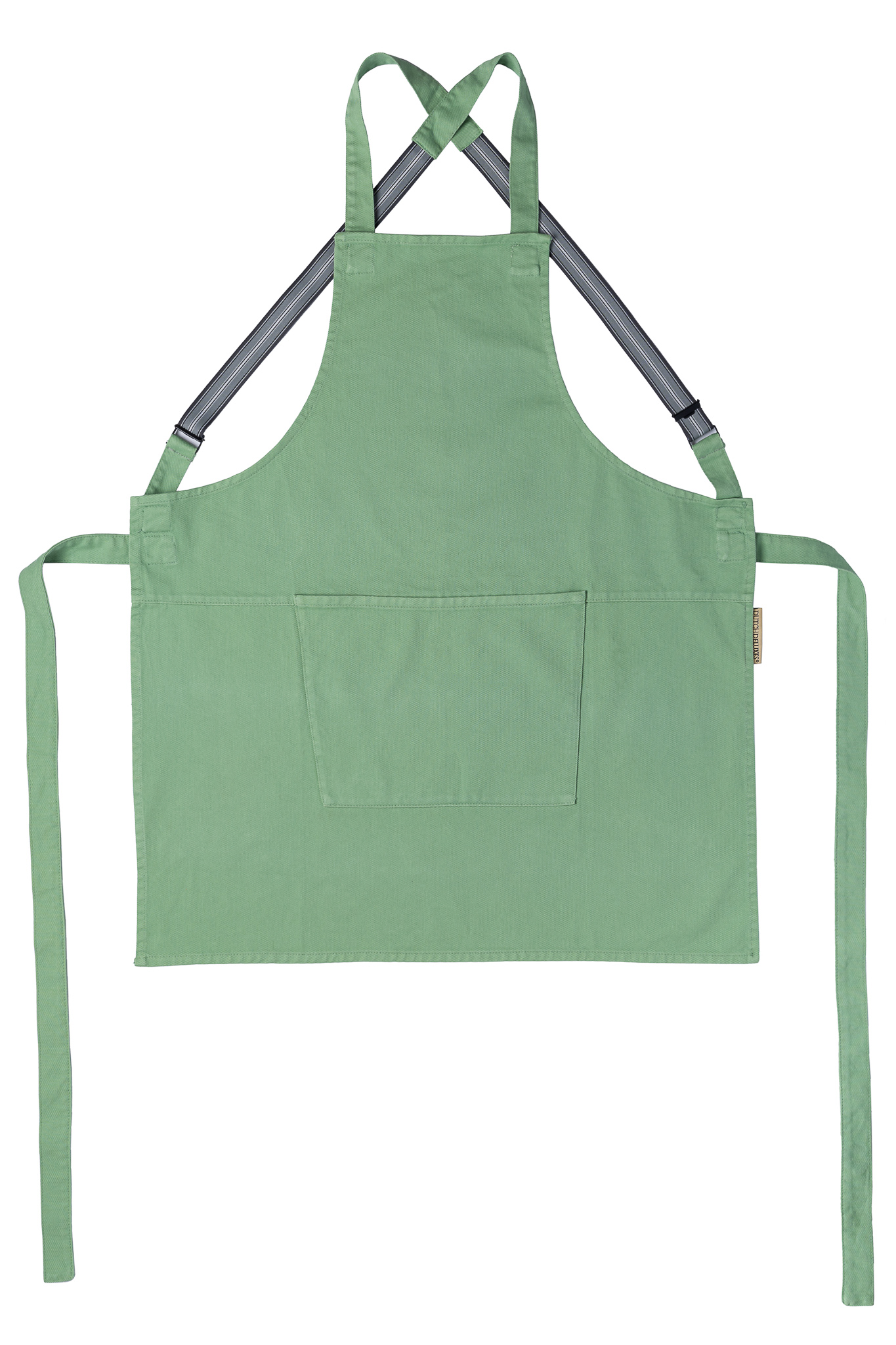 Dutchdeluxes Keukenschort met Bretellen Fern Green - 77x64.5 cm - 100% Organic Cotton - Handgemaakt
