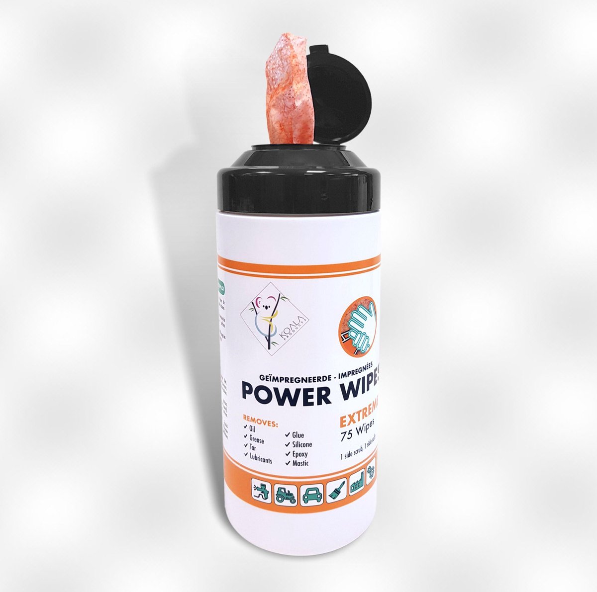 Koala Poetsdoekjes Power Wipes Extreme Oranje - 75 stuks