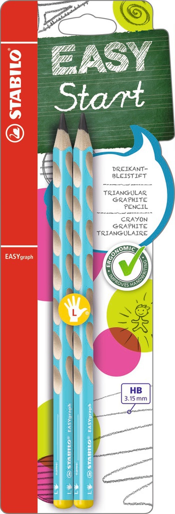 STABILO EasyGraph Potlood HB Links Lichtblauw - 2 stuks - Ergonomisch