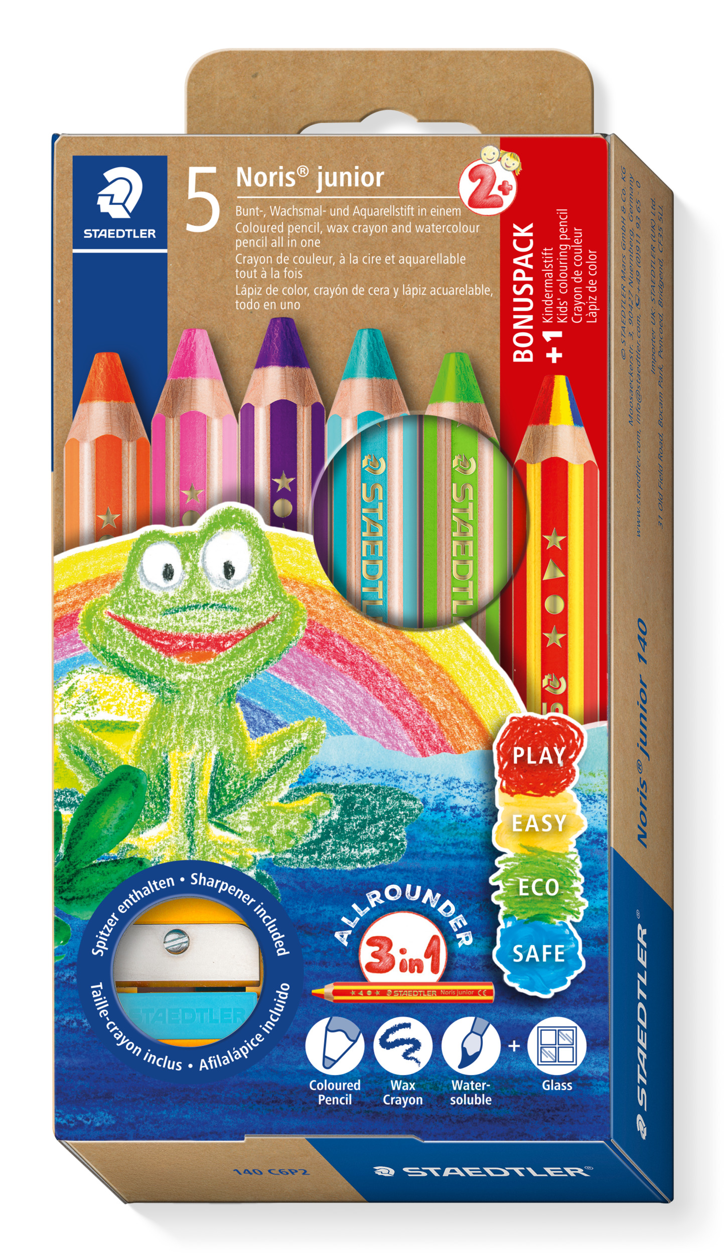Noris Junior 3-in-1 Kleurpotloden set 5 + 1 Rainbow