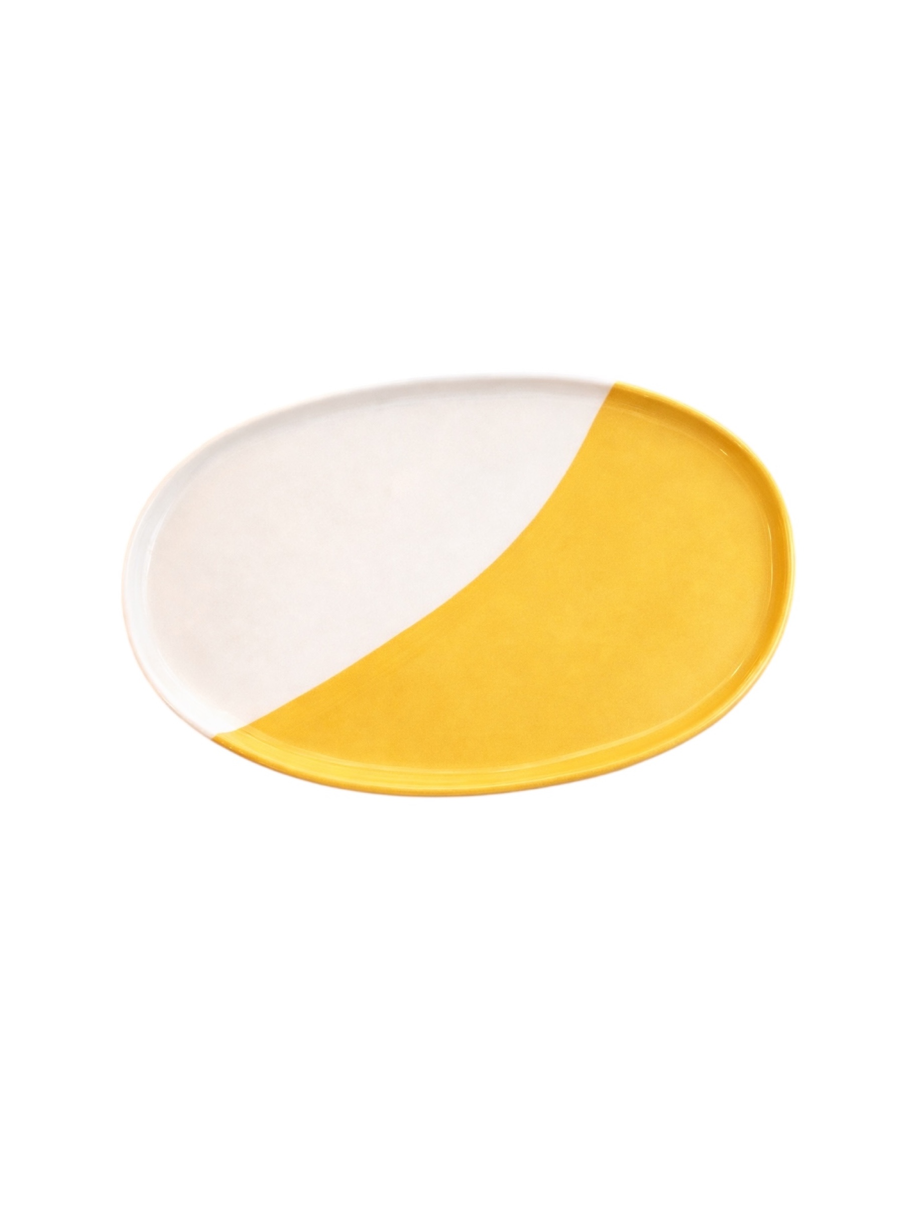 Val Pottery Tapasschaal Yellow Splash 28x18x2 Cm Ovaal Handgemaakt val-pottery-tapasschaal-yellow-splash-28x18x2-cm-ovaal-handgemaakt