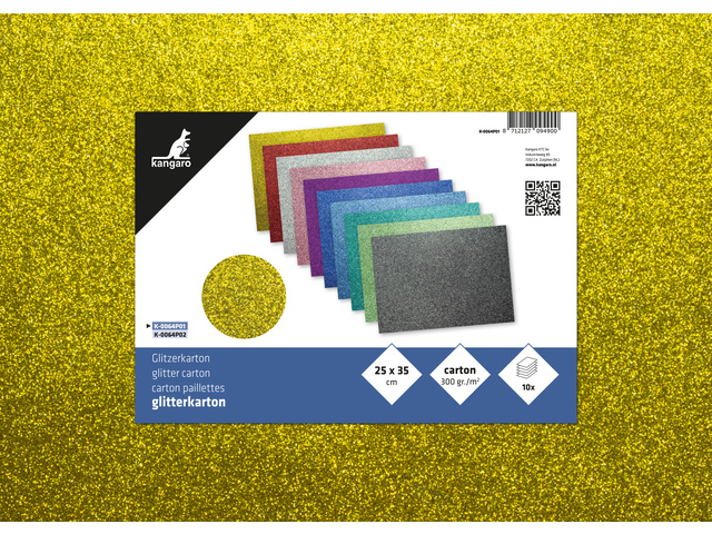 Kangaro Glitterkarton 25x35 cm 10 vel - assorti - 300 g